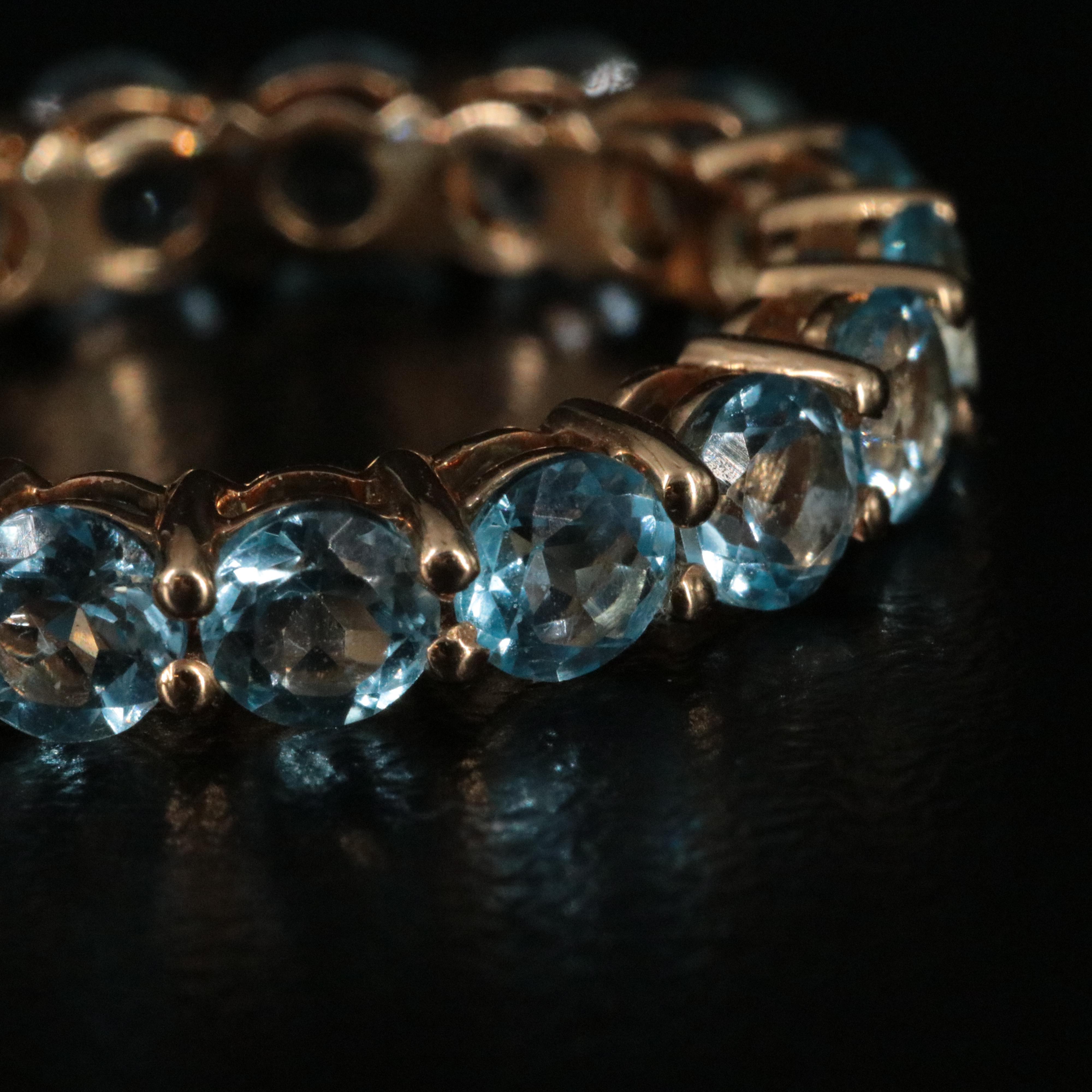 18K Swiss Blue Topaz Eternity Band