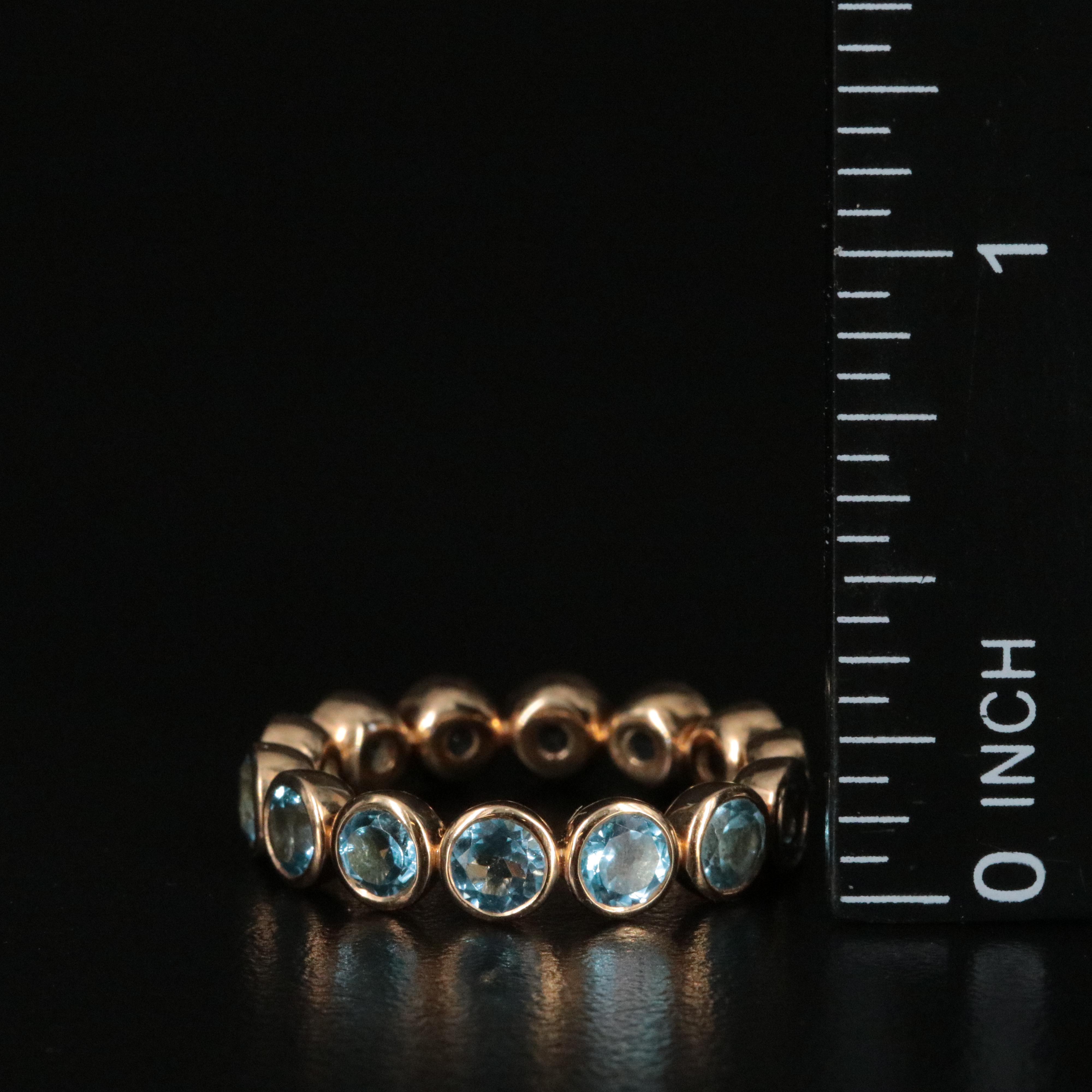 18K Swiss Blue Topaz Eternity Band
