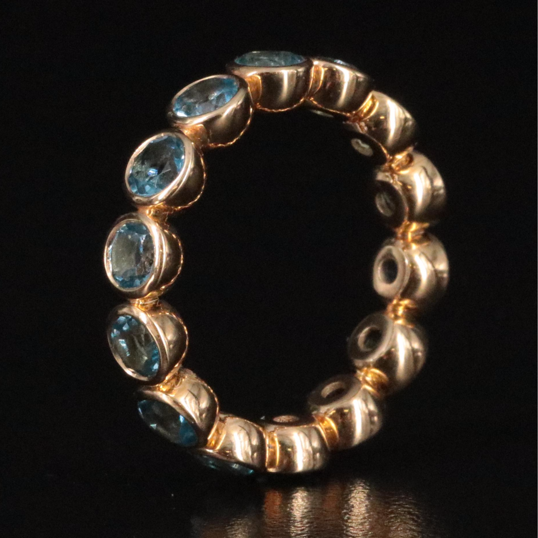 18K Swiss Blue Topaz Eternity Band