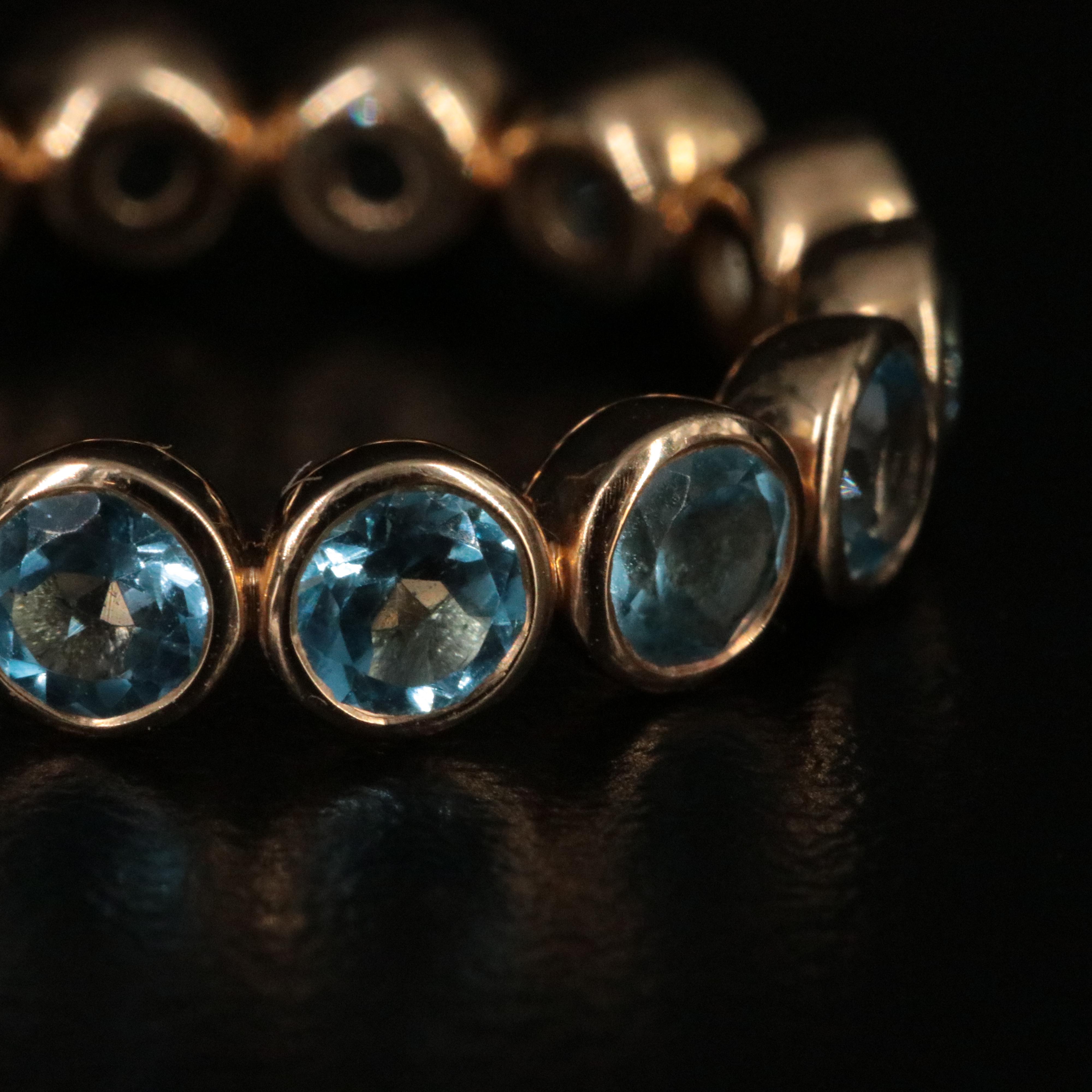 18K Swiss Blue Topaz Eternity Band