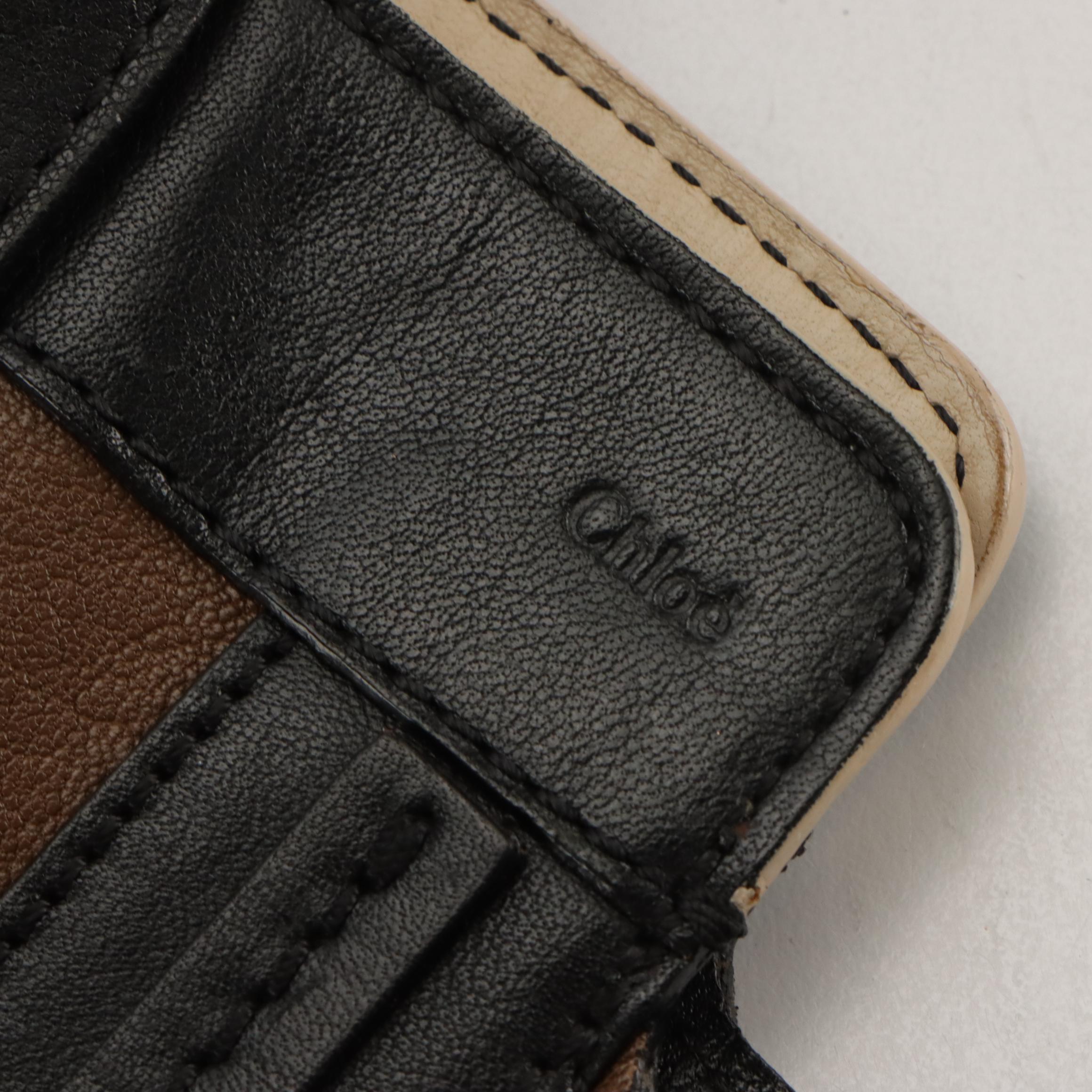 Chloé Alison East-West Tote Bag in Dark Brown Goatskin & Black Calfskin Leather