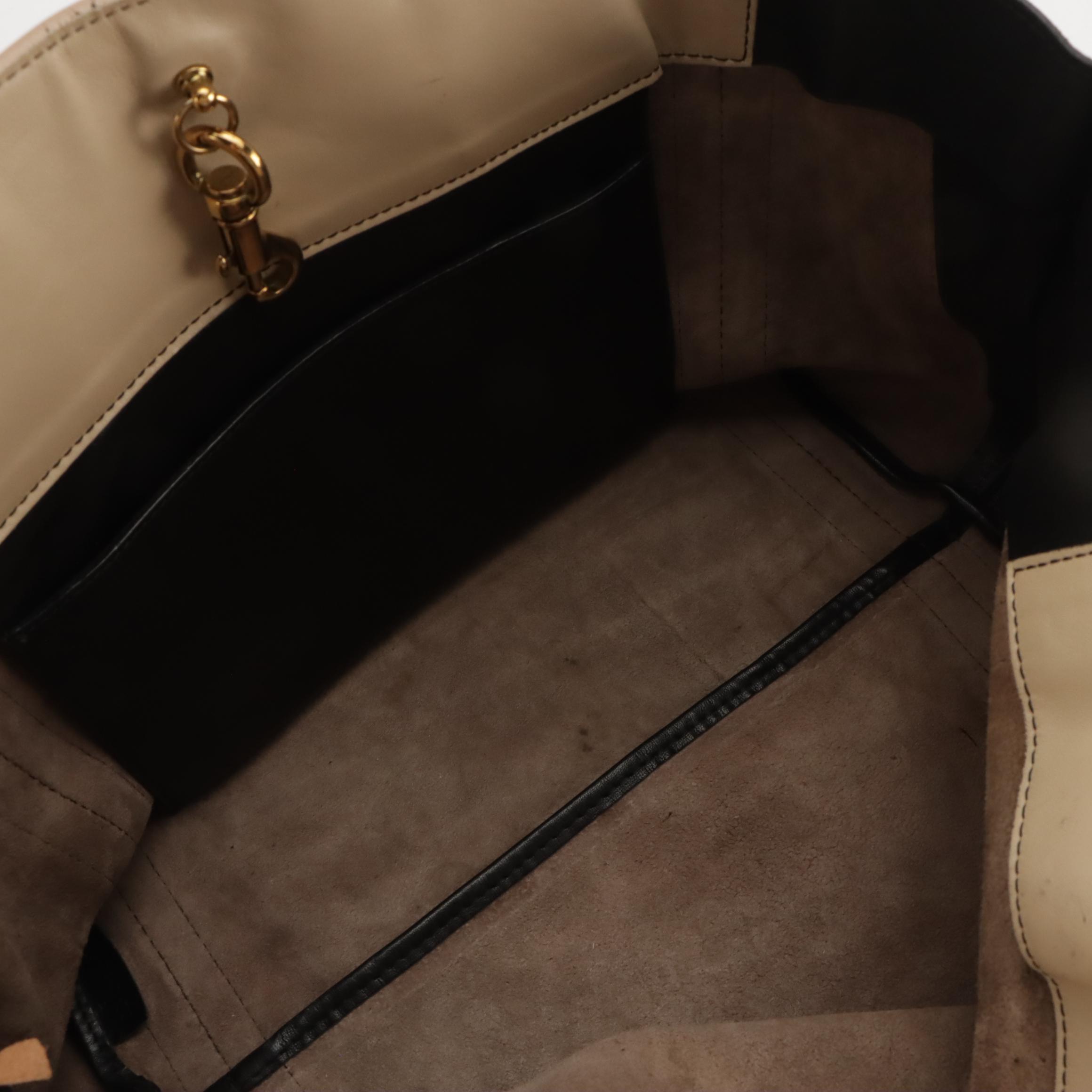 Chloé Alison East-West Tote Bag in Dark Brown Goatskin & Black Calfskin Leather
