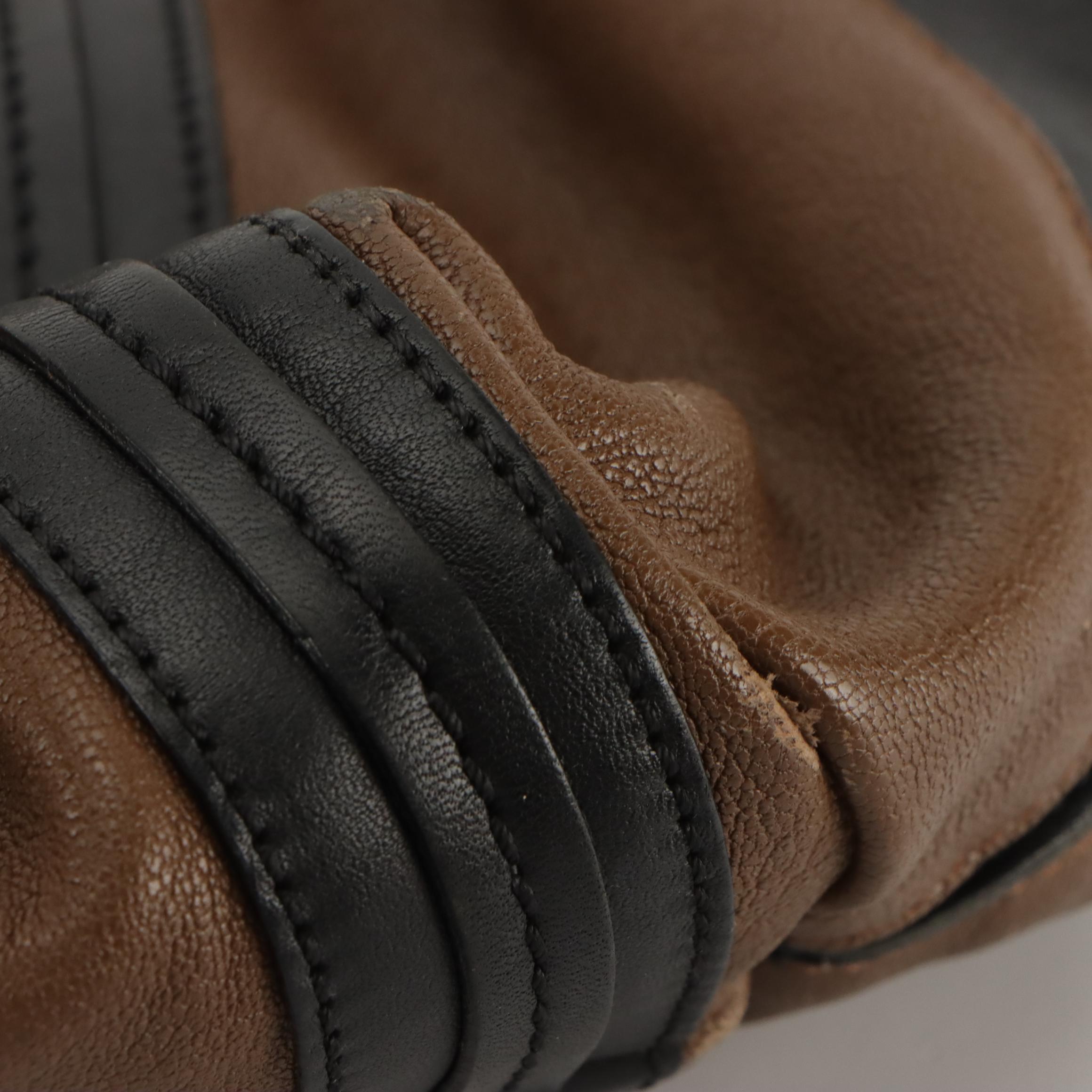 Chloé Alison East-West Tote Bag in Dark Brown Goatskin & Black Calfskin Leather