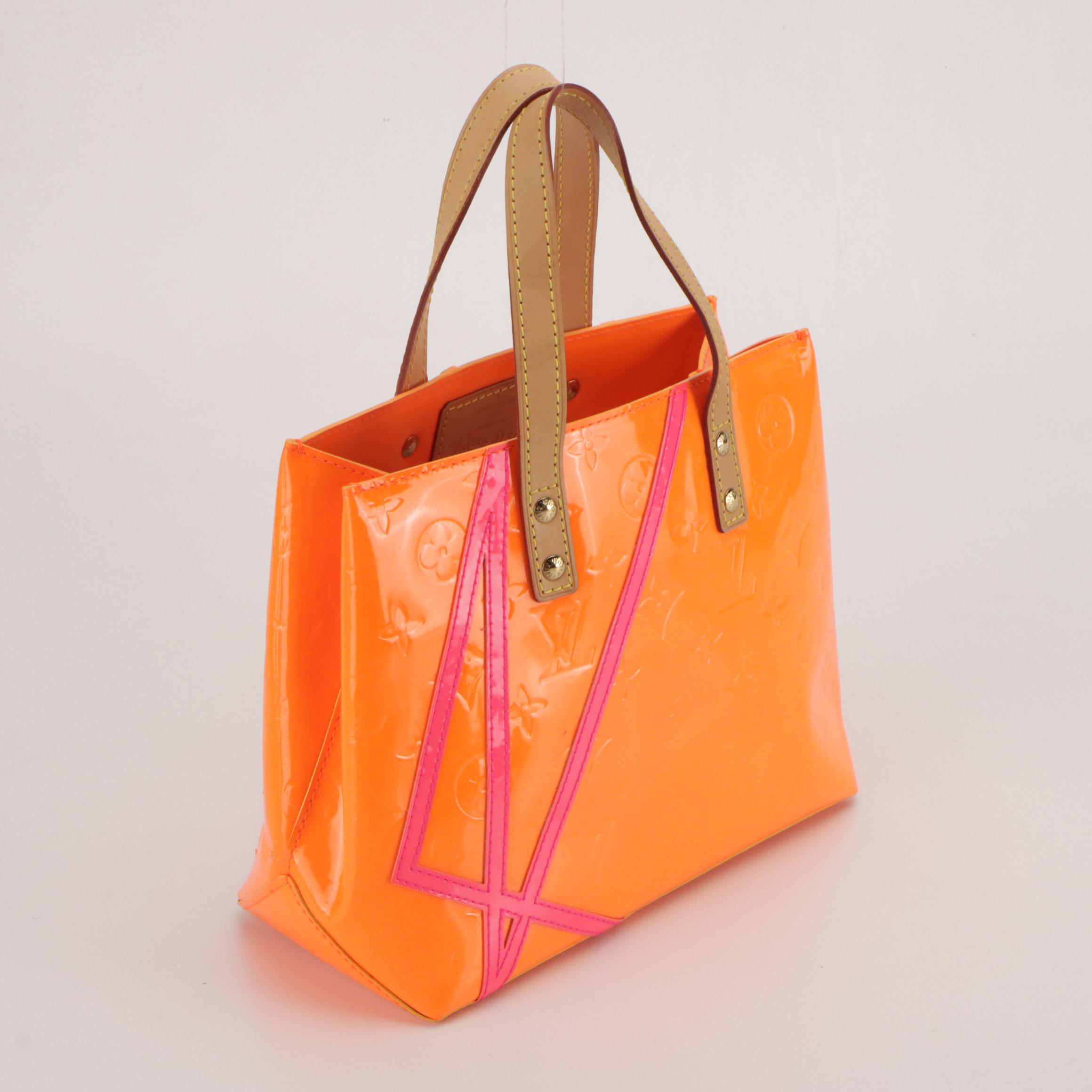 Louis Vuitton x Robert Wilson Reade PM Tote in Neon Orange/Pink Monogram Vernis