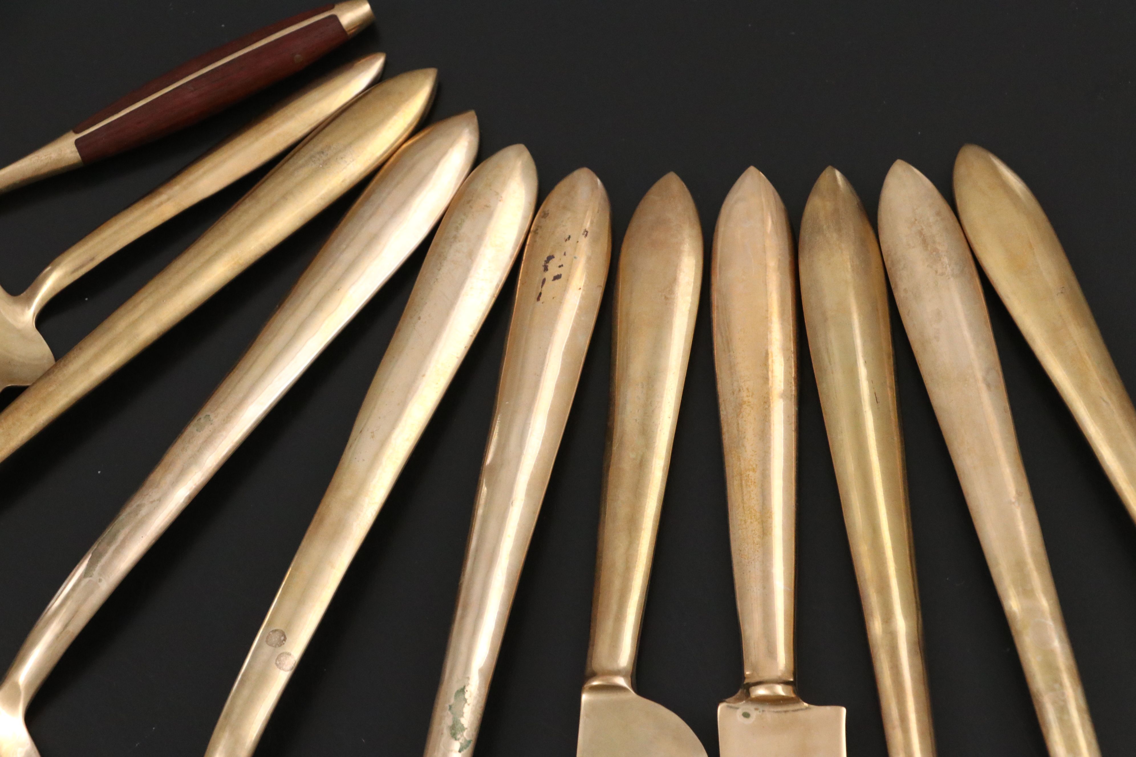 James of Bangkok Thailand Bronze Flatware in Case, Mid-20th Century