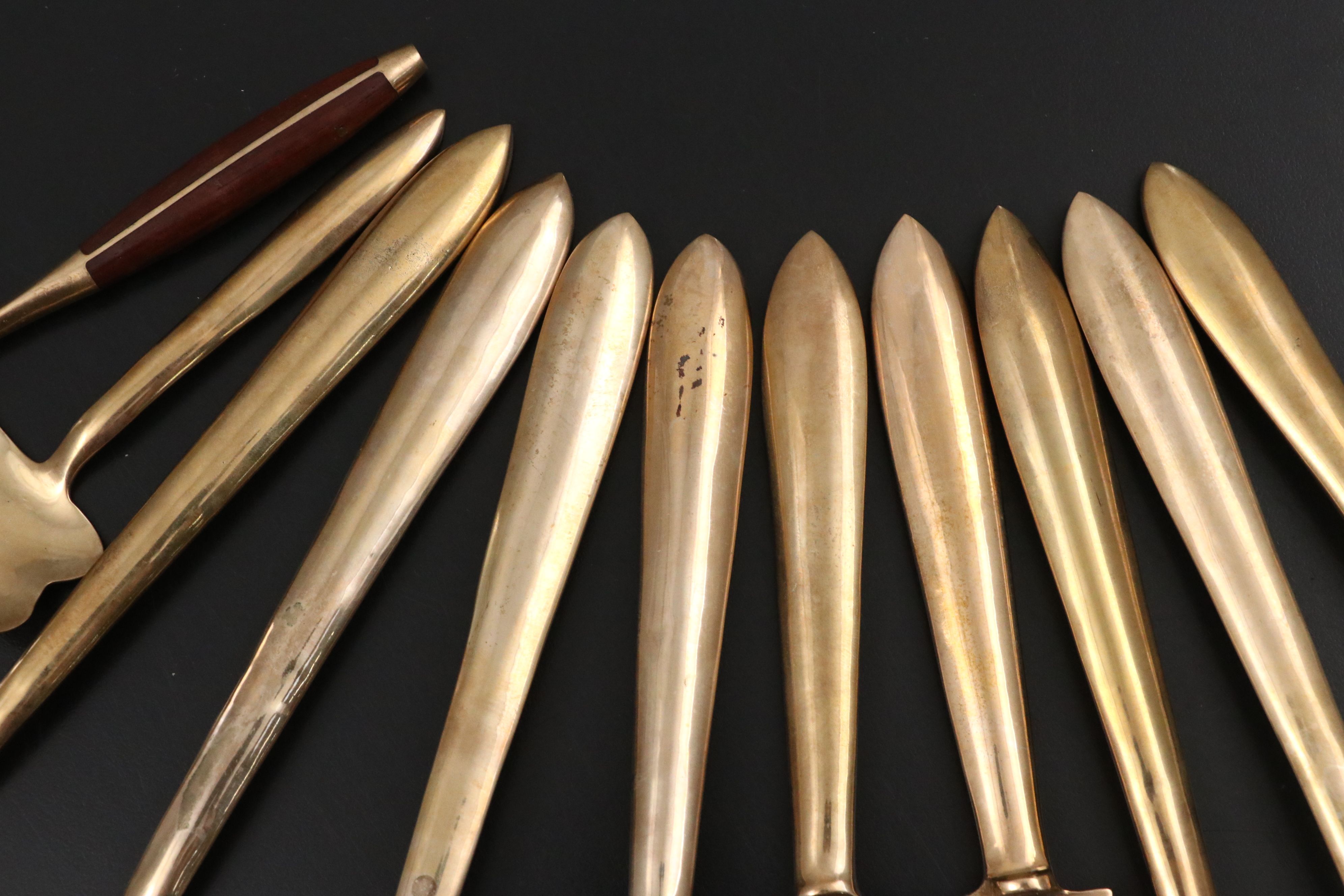 James of Bangkok Thailand Bronze Flatware in Case, Mid-20th Century