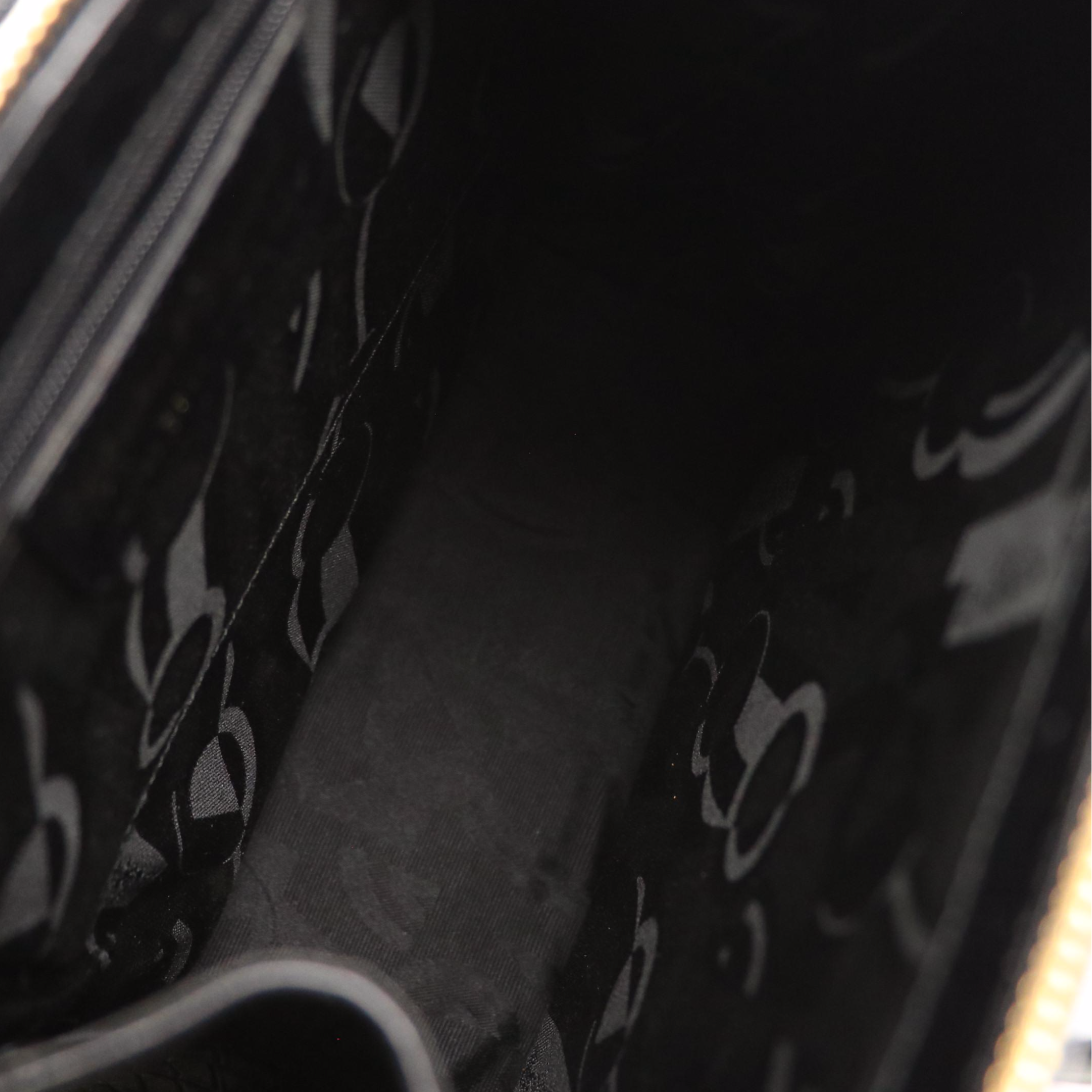 Salvatore Ferragamo Zippered Shoulder Bag in Black Croc Embossed Leather