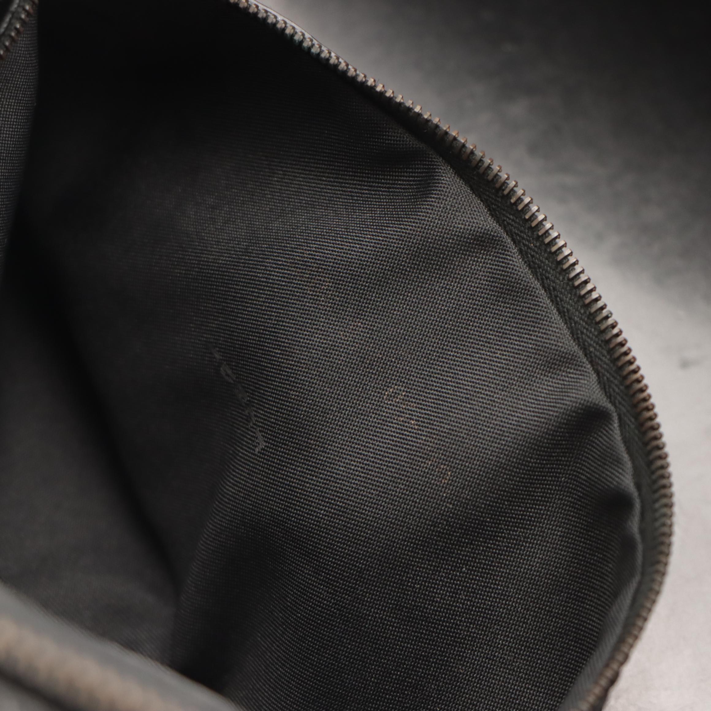 Fendi Bowler Handbag in Tobacco Zucca Canvas and Black Leather Trim