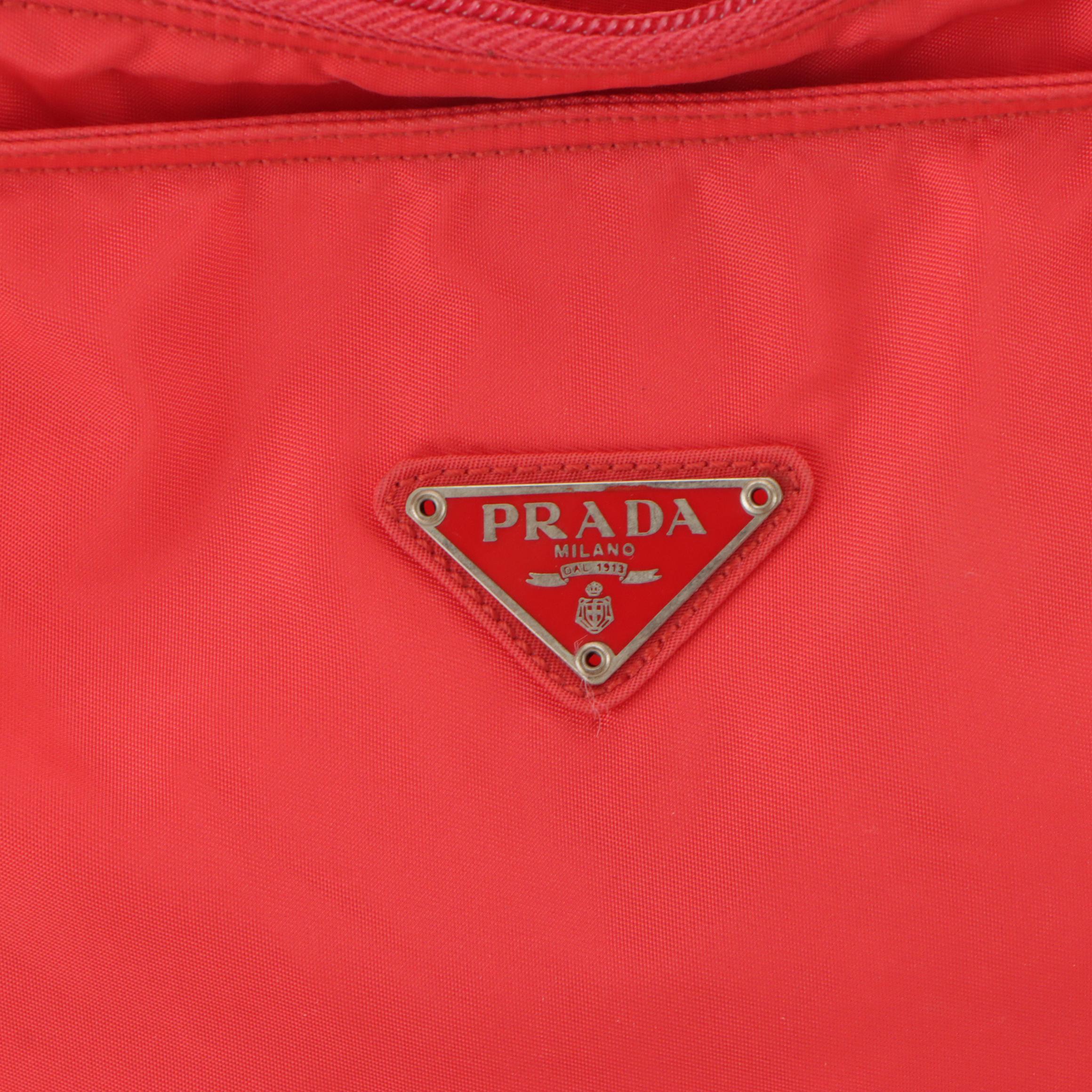 Prada Flat Crossbody Bag in Red Tessuto Nylon