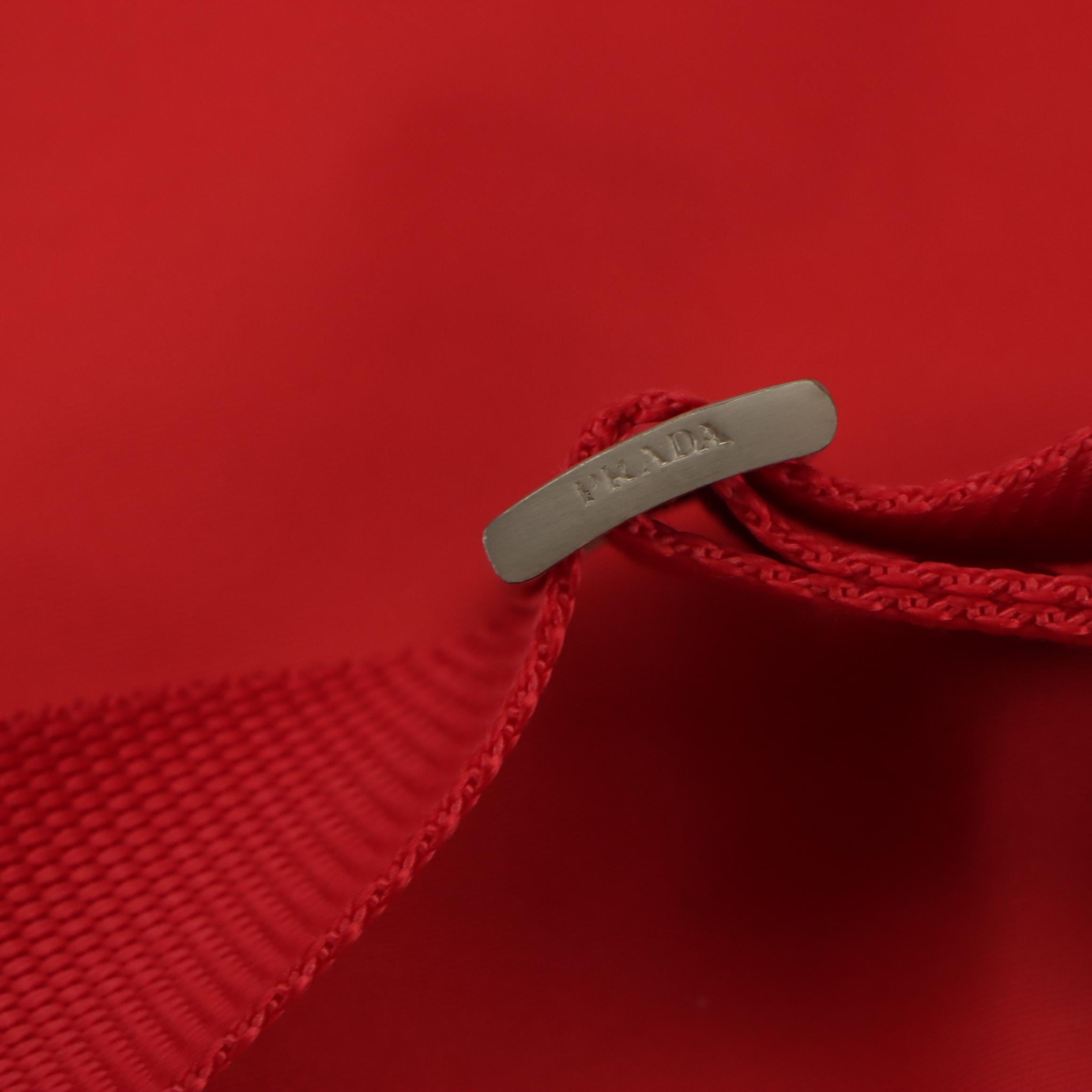 Prada Flat Crossbody Bag in Red Tessuto Nylon