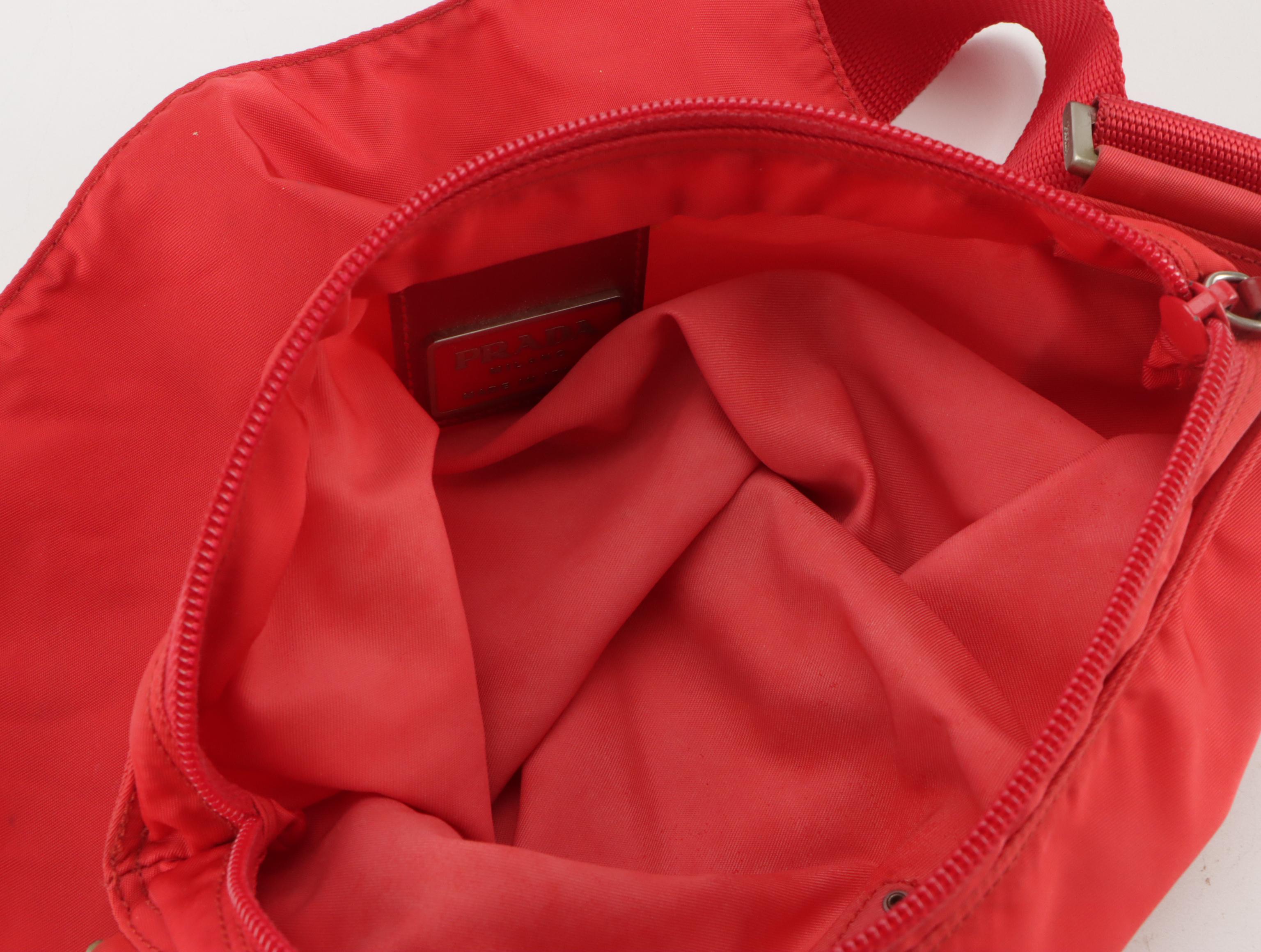 Prada Flat Crossbody Bag in Red Tessuto Nylon