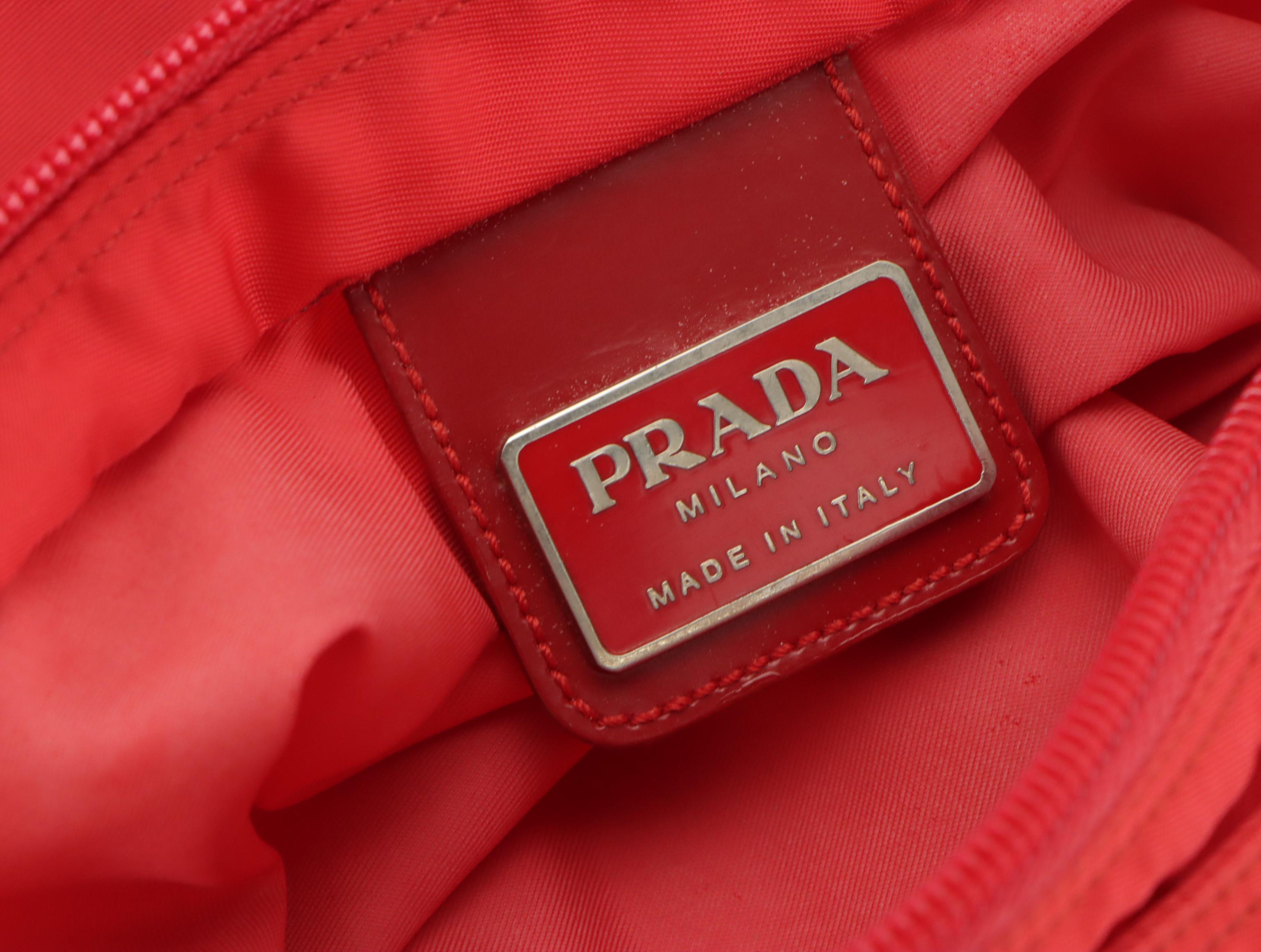 Prada Flat Crossbody Bag in Red Tessuto Nylon