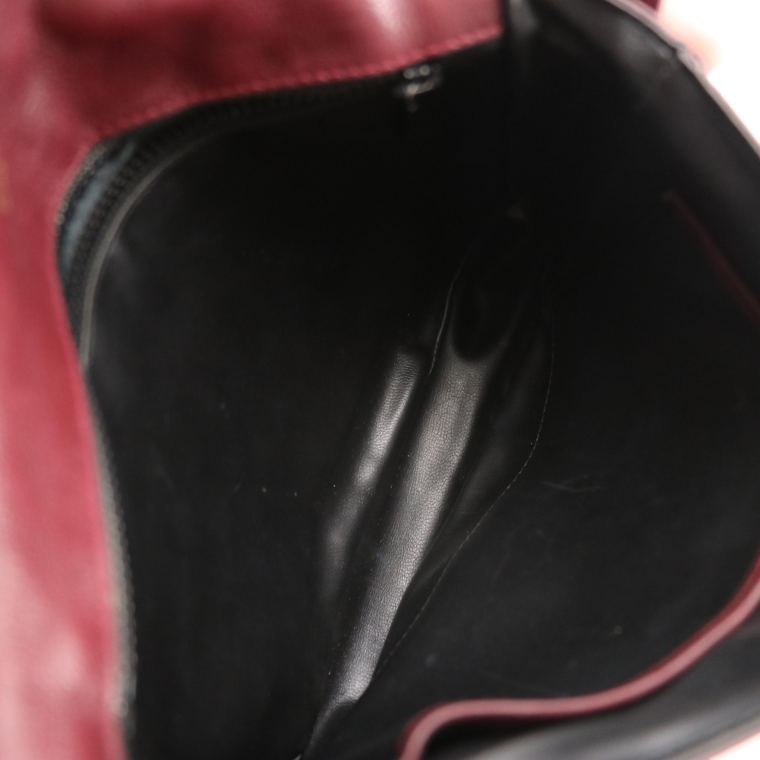 Celine Vintage Saddle-Flap Shoulder Bag in Burgundy Diamond-Stitched Leather