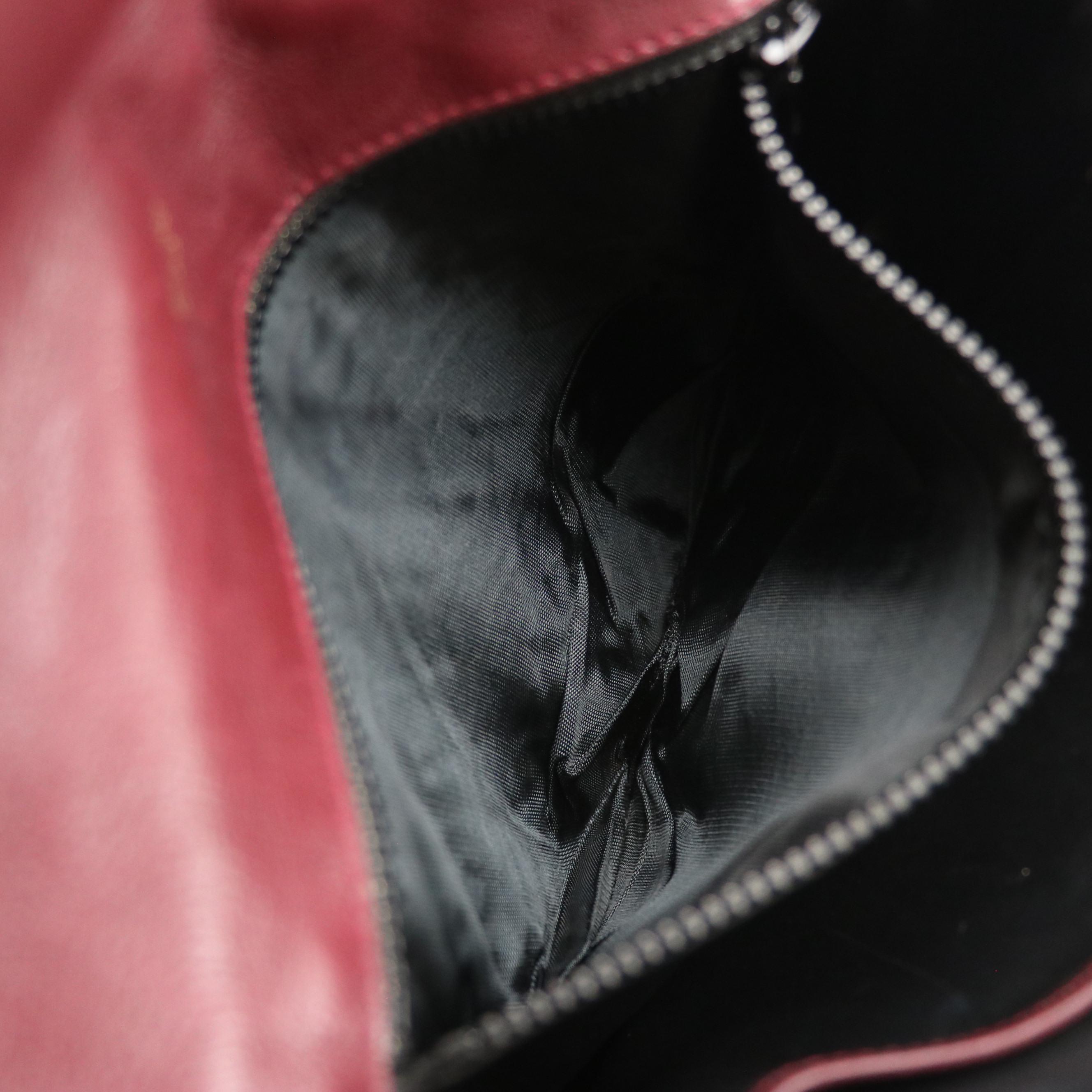 Celine Vintage Saddle-Flap Shoulder Bag in Burgundy Diamond-Stitched Leather