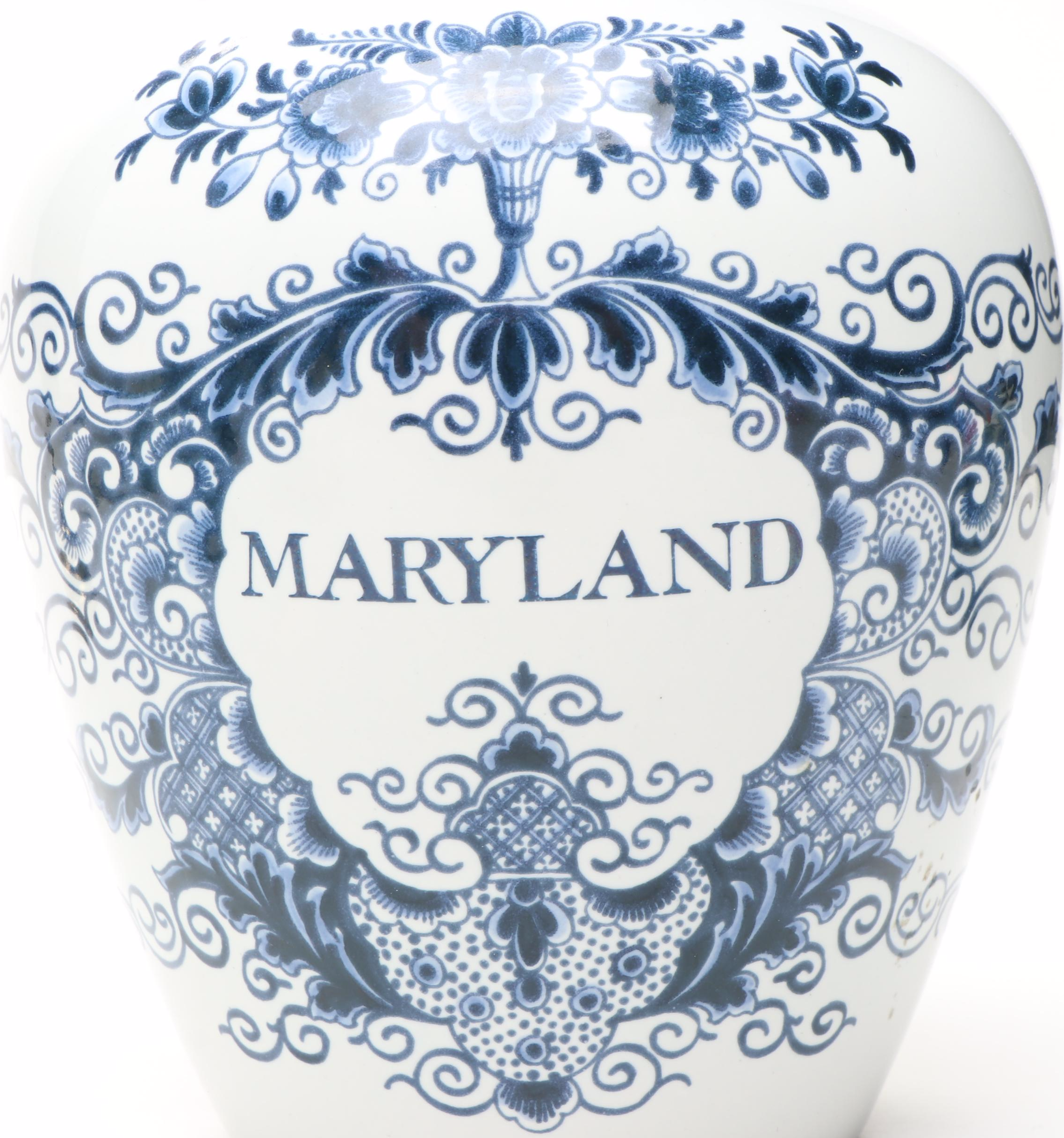 Delft "Maryland" Porcelain Tobacco Jar and Other Ceramic Table Accessories