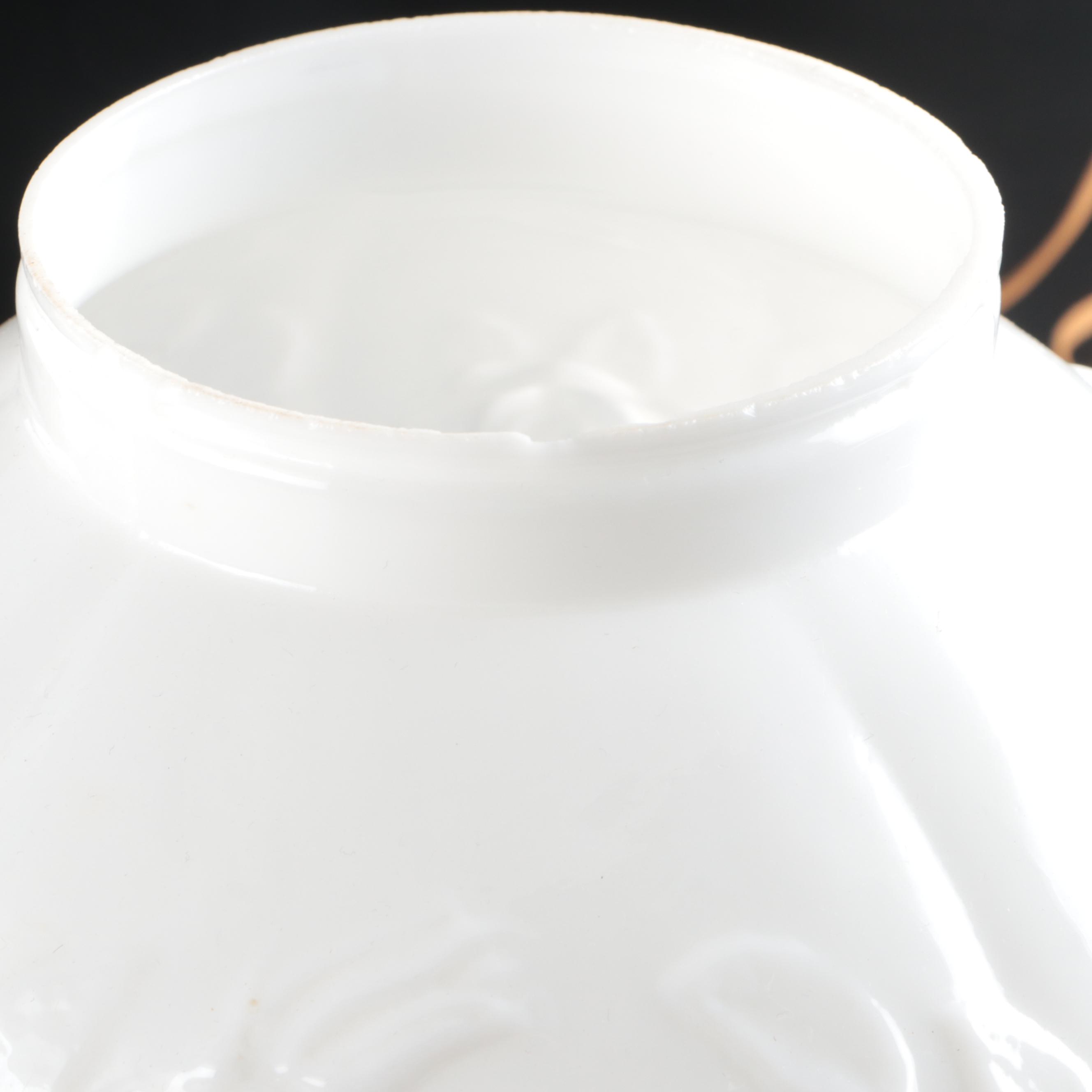 Victorian Style Pressed Milk Glass Floral Decorated Table Lamps