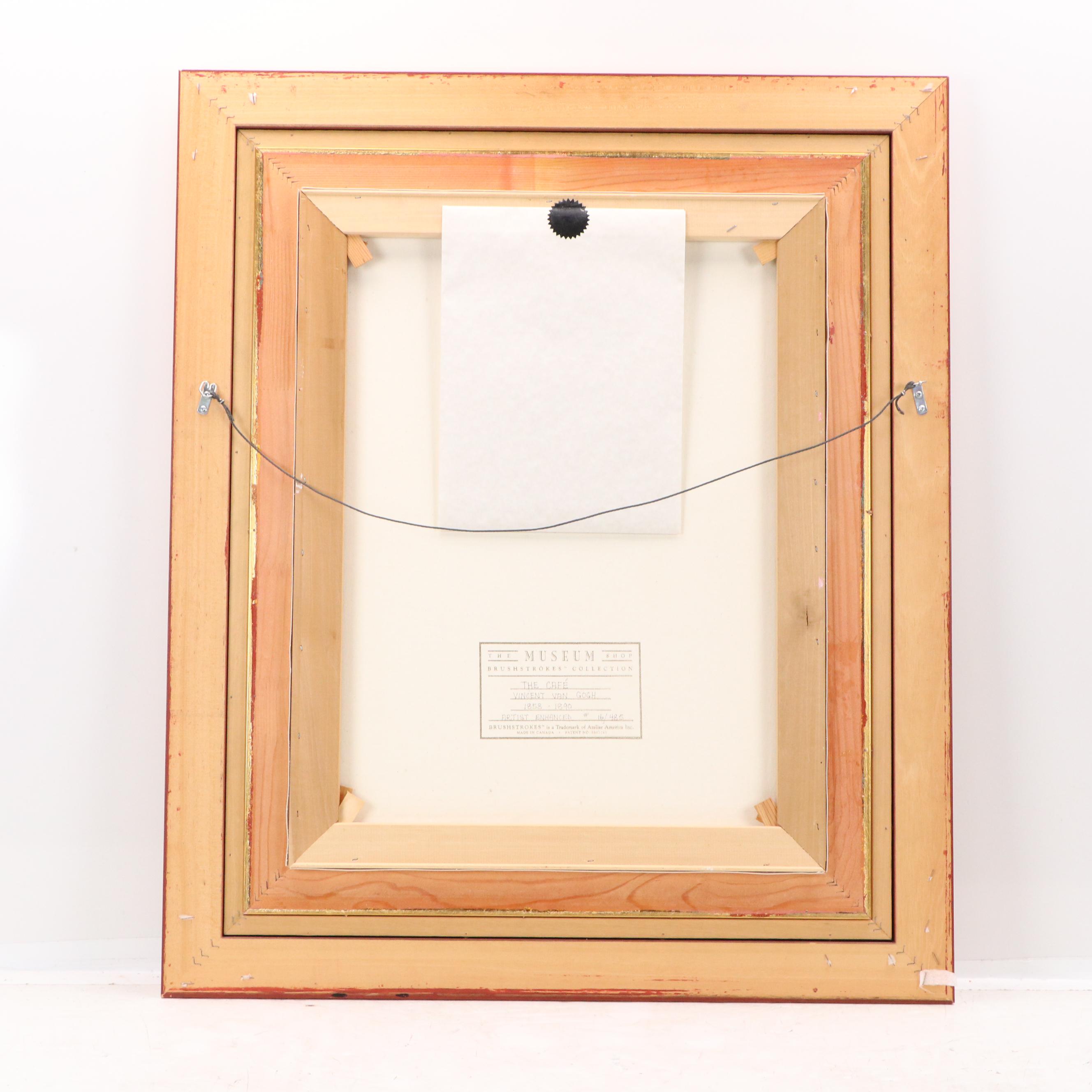 Hand-Painted Offset Lithograph After Van Gogh "The Cafe," 1997