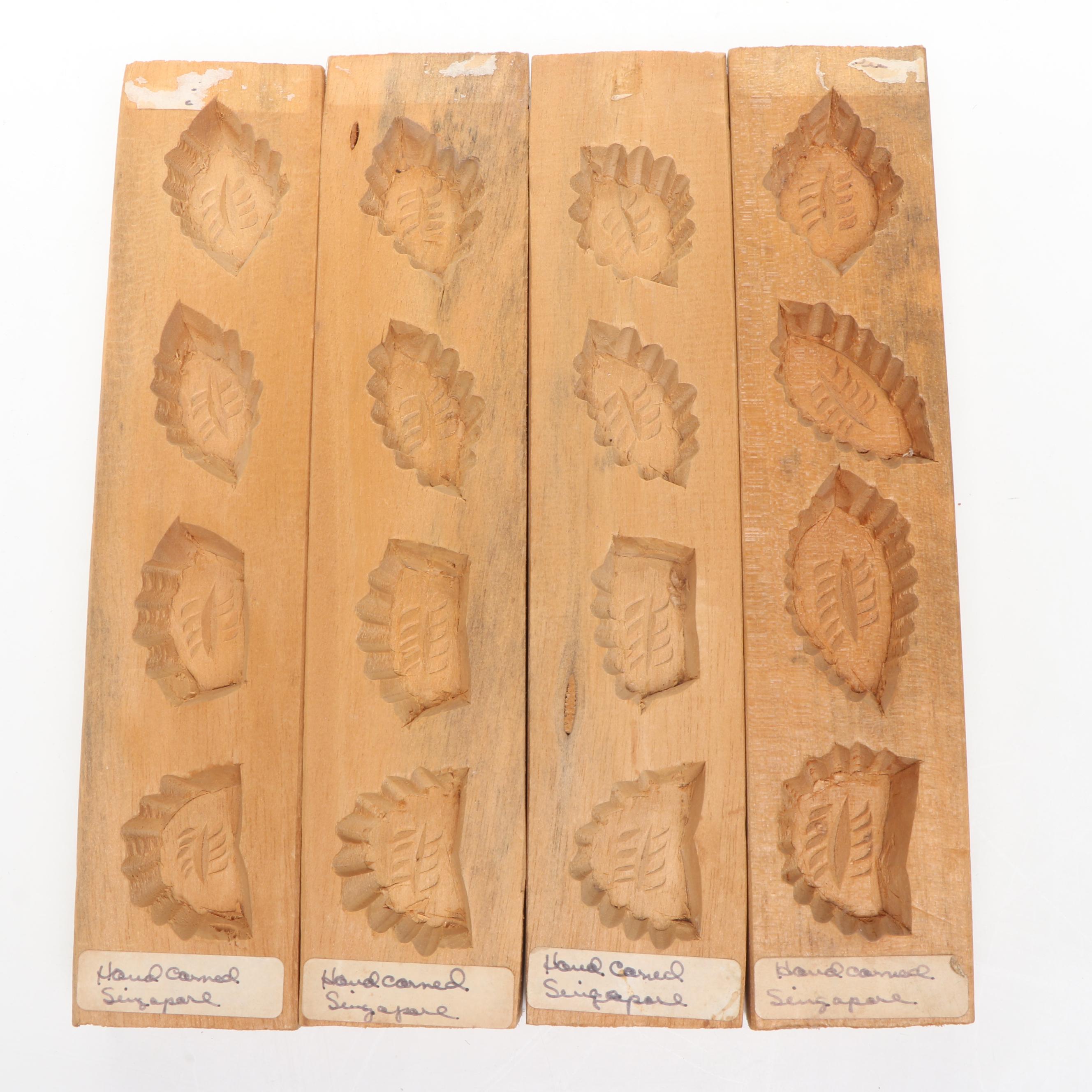 Singaporean Hand-Carved Wood Cookie Molds with Western German Cake Molds