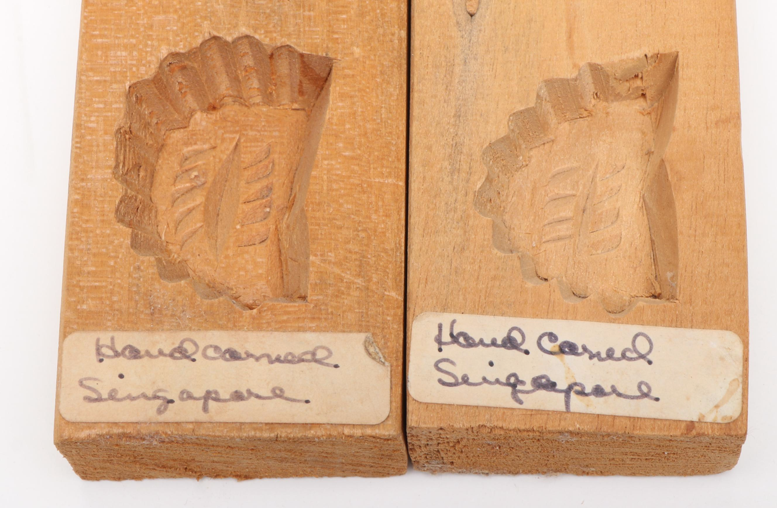 Singaporean Hand-Carved Wood Cookie Molds with Western German Cake Molds