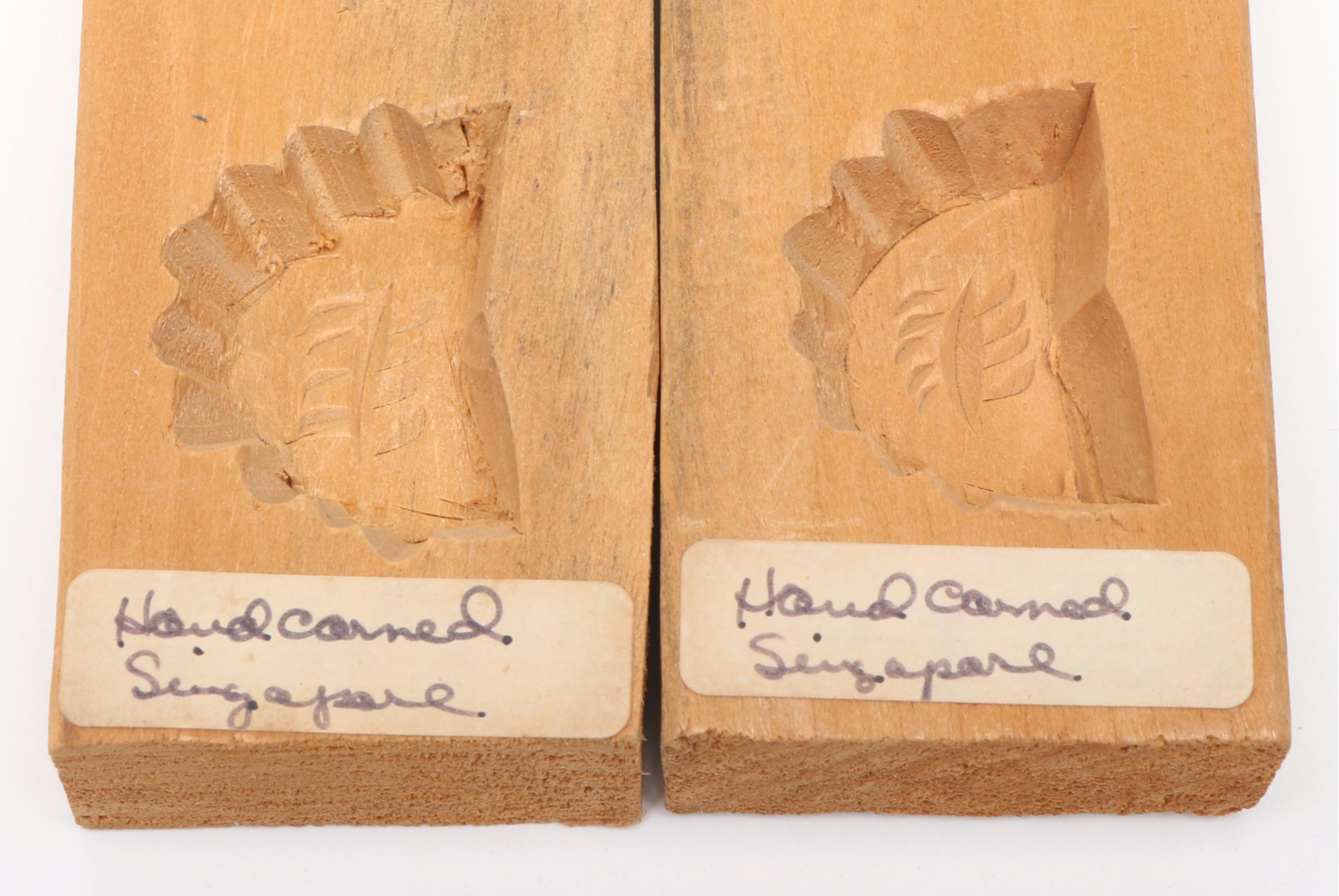 Singaporean Hand-Carved Wood Cookie Molds with Western German Cake Molds