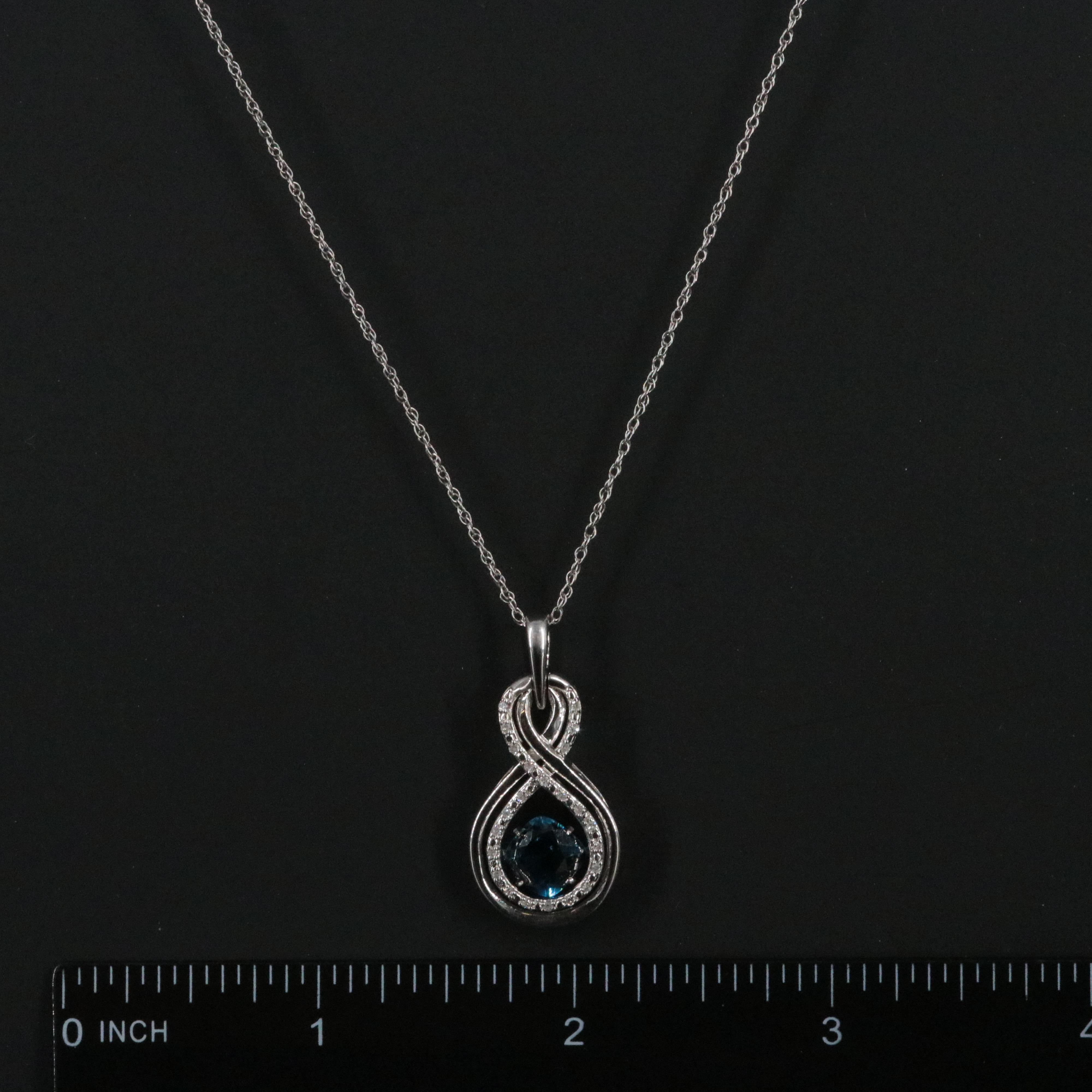 Sterling London Blue Topaz and Diamond Figure 8 Pendant Necklace
