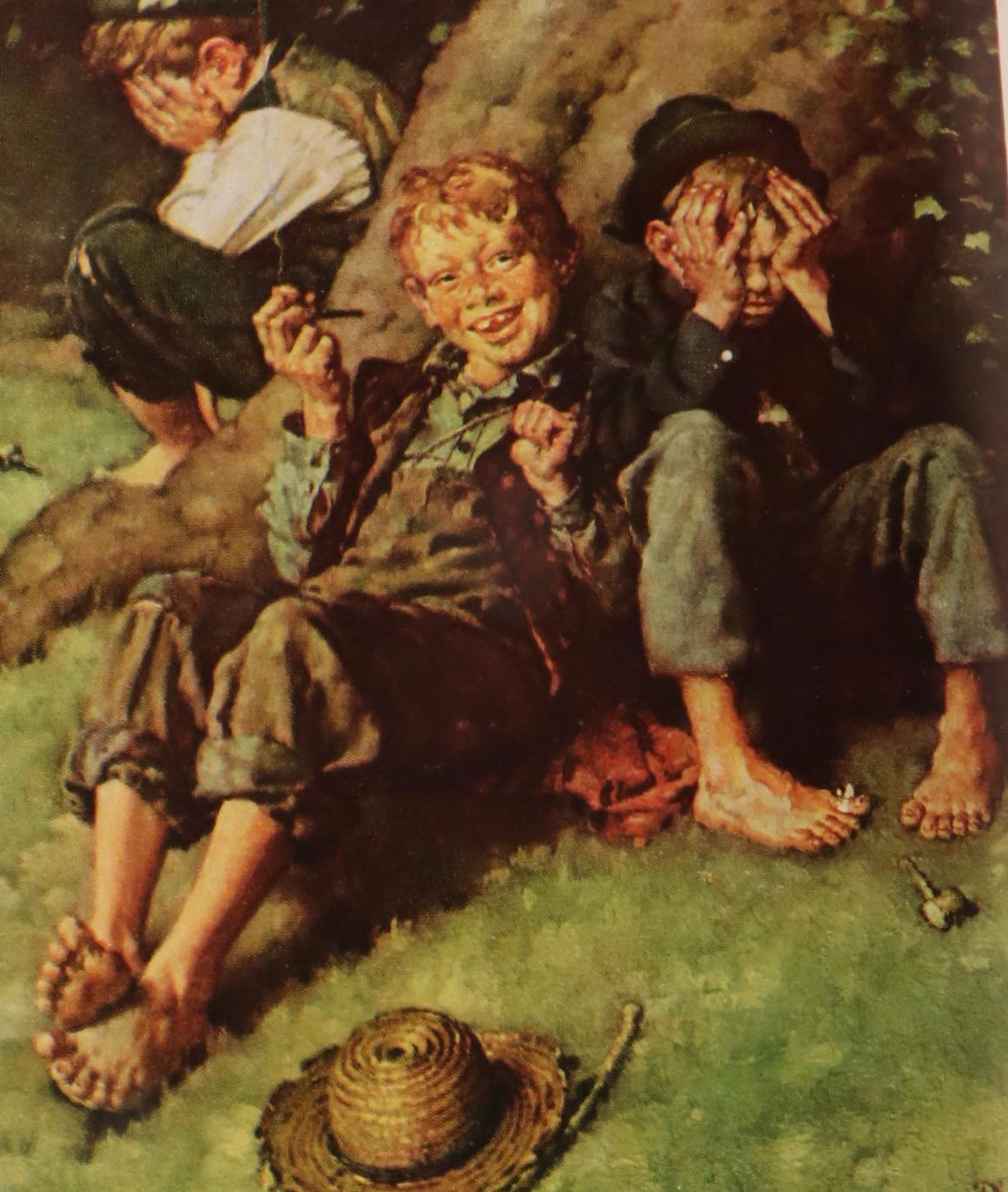 Norman Rockwell Illustrated "Tom Sawyer and Huckleberry Finn" by Mark Twain