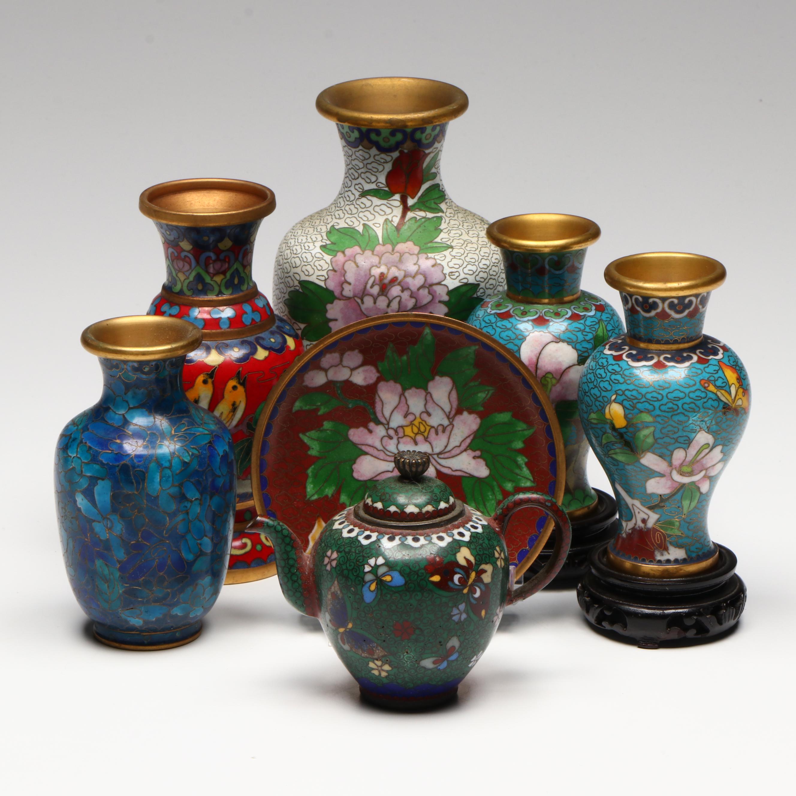 Chinese Cloisonné Vases and Other Decor