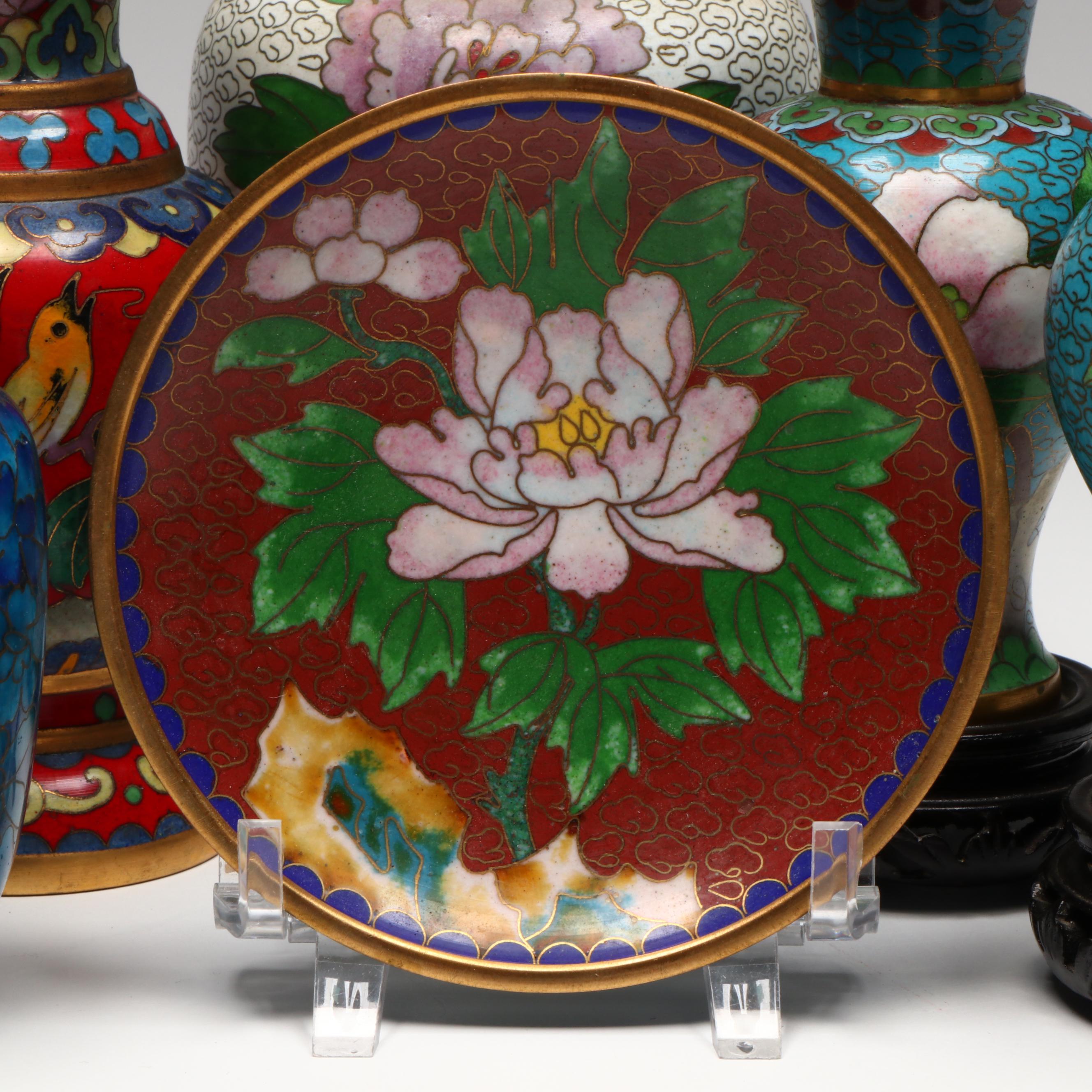 Chinese Cloisonné Vases and Other Decor