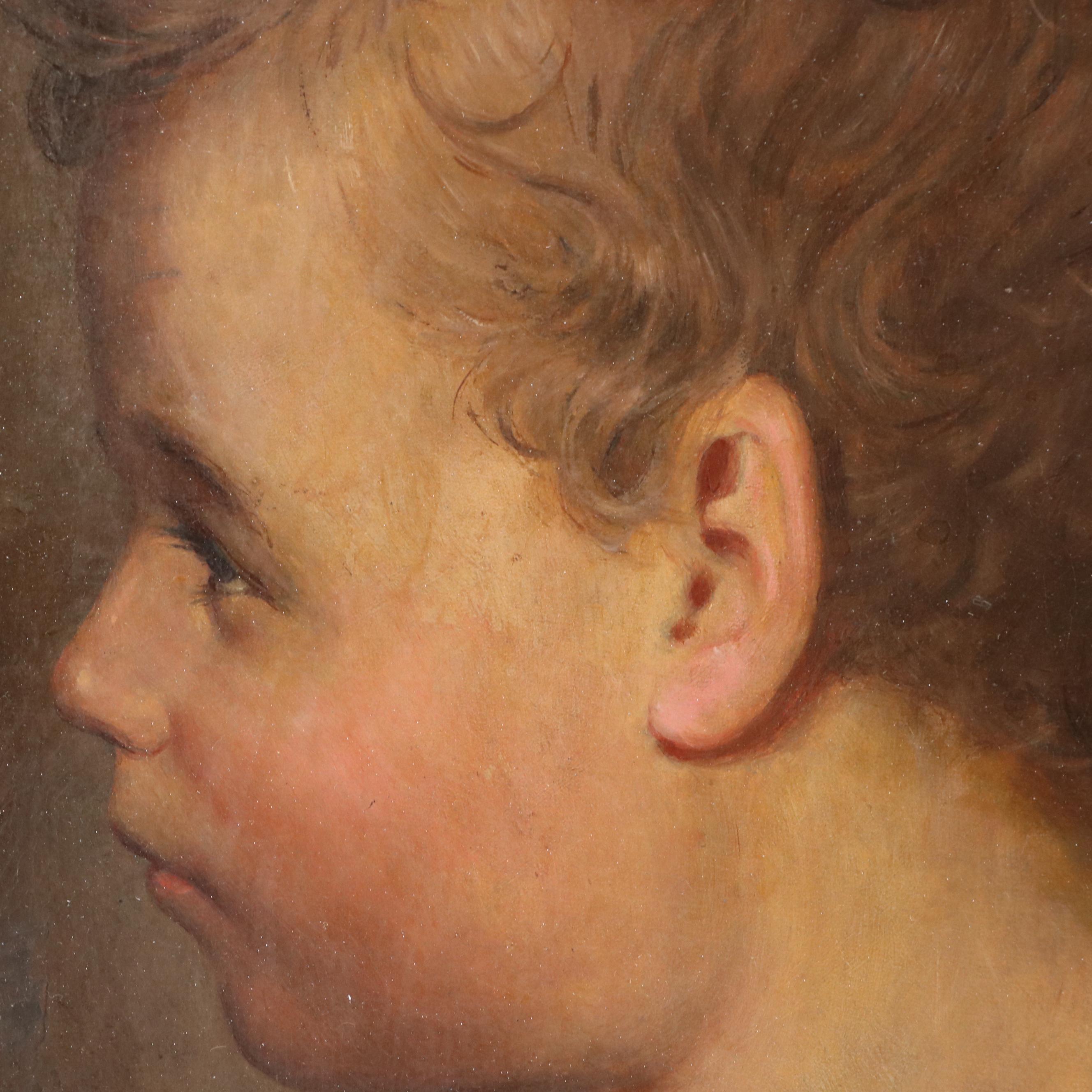 Side Profile Portrait Oil Painting of Child