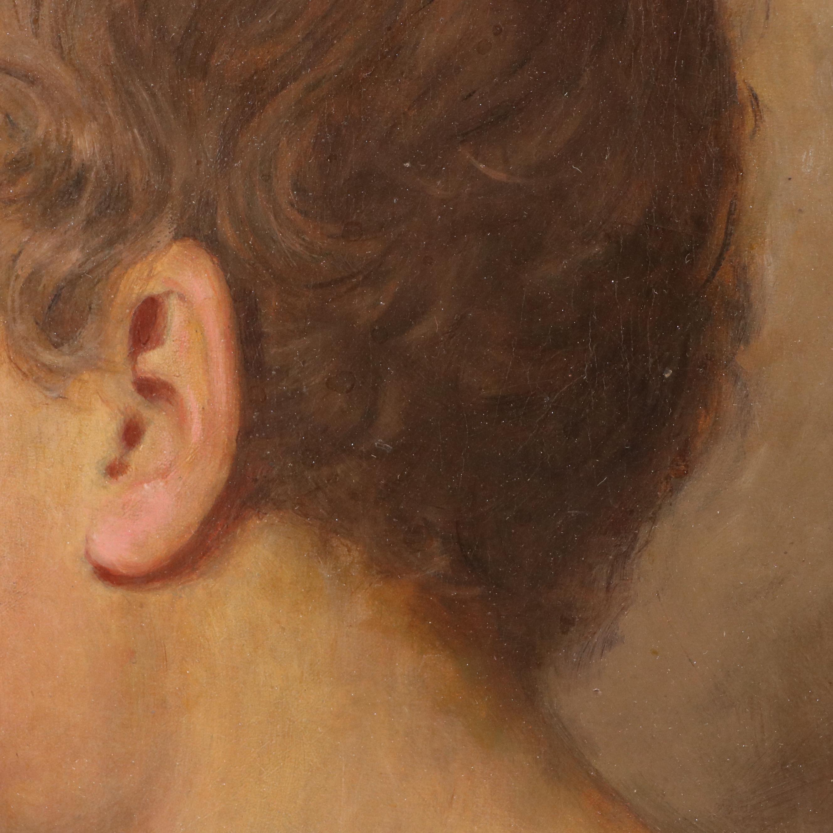 Side Profile Portrait Oil Painting of Child