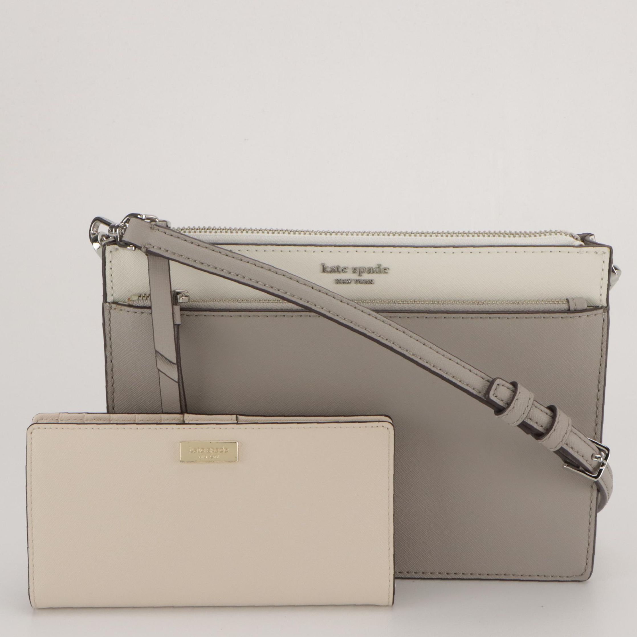 Kate Spade Bicolor Cameron Zip Crossbody and Bifold Wallet in Saffiano Leather