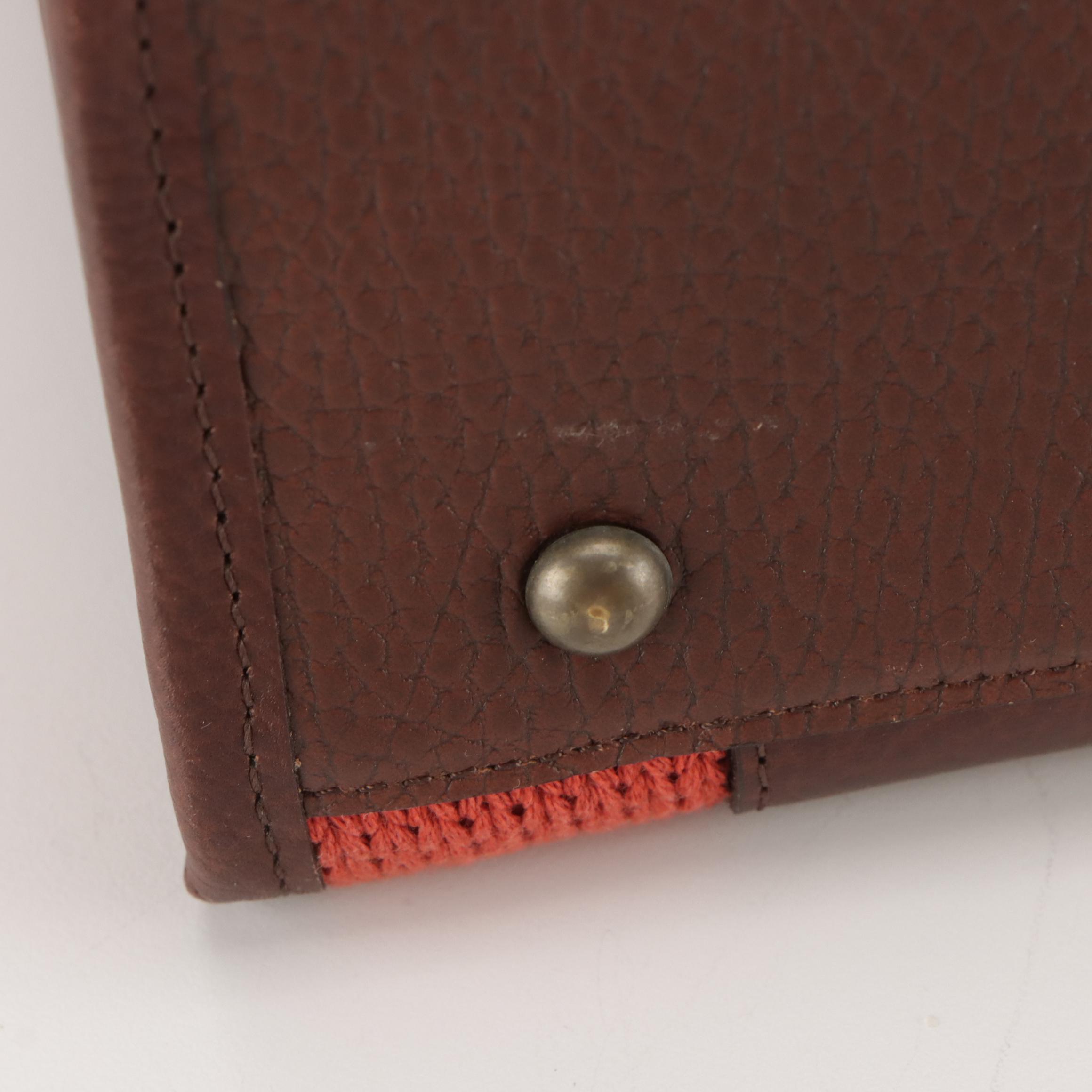 Chloé Orange Cable Knit Top Handle Bag with Brown Leather Trim