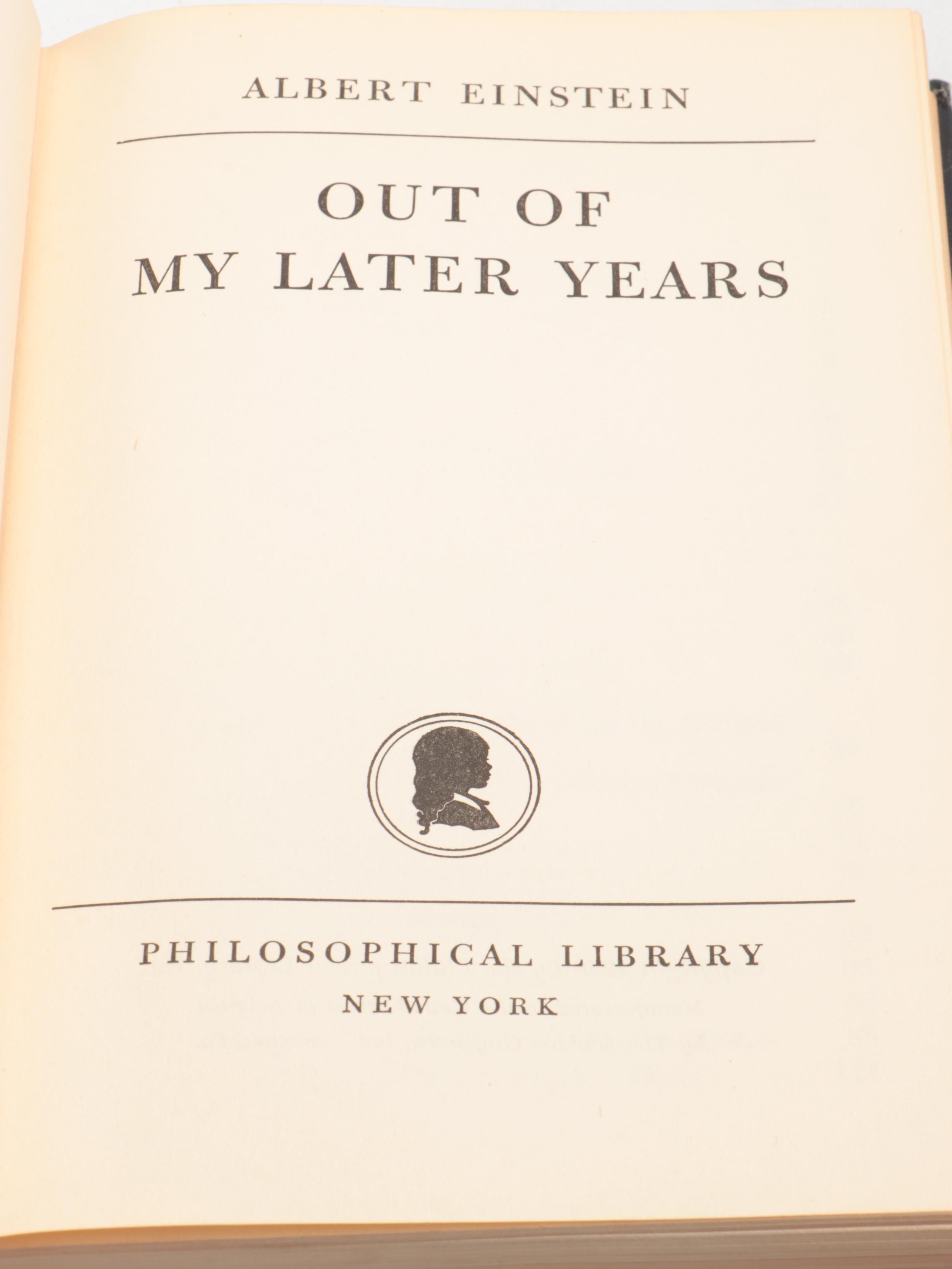 First Printing "Out of My Later Years" by Albert Einstein, 1950