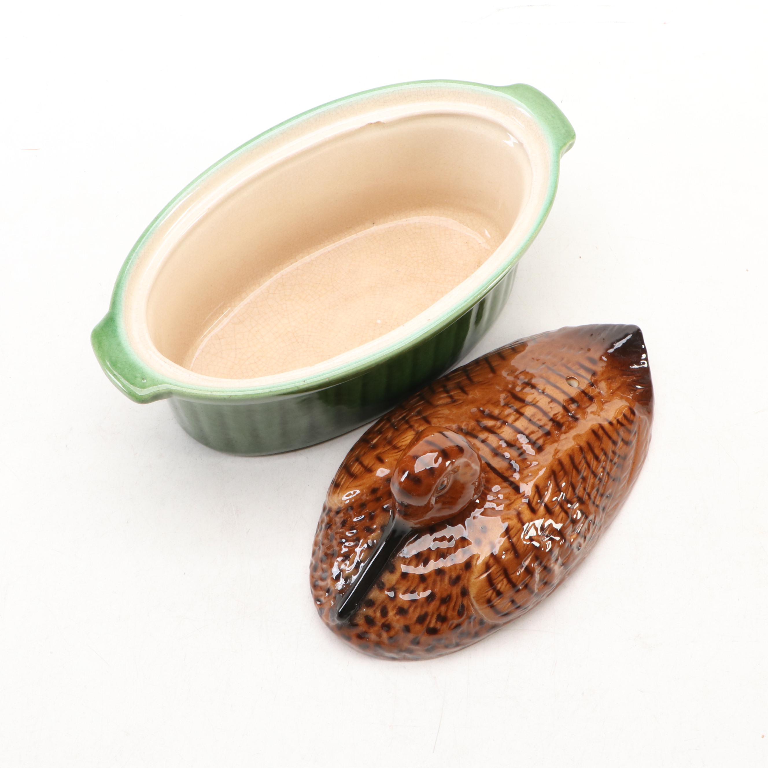 French Ceramic Duck Tureen, Mid to Late 20th Century