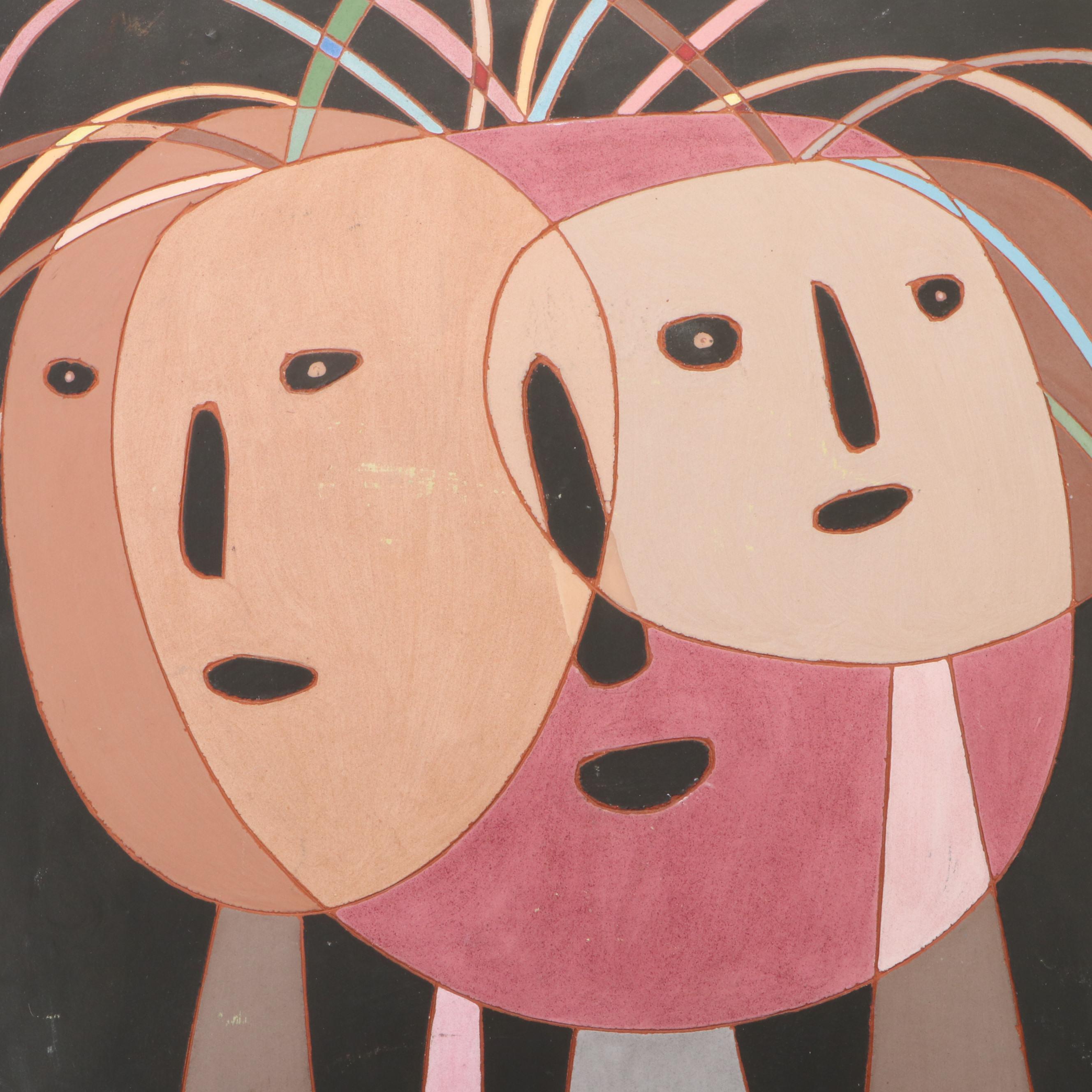 Louis Mendez Pottery Folk Art Wall Hanging