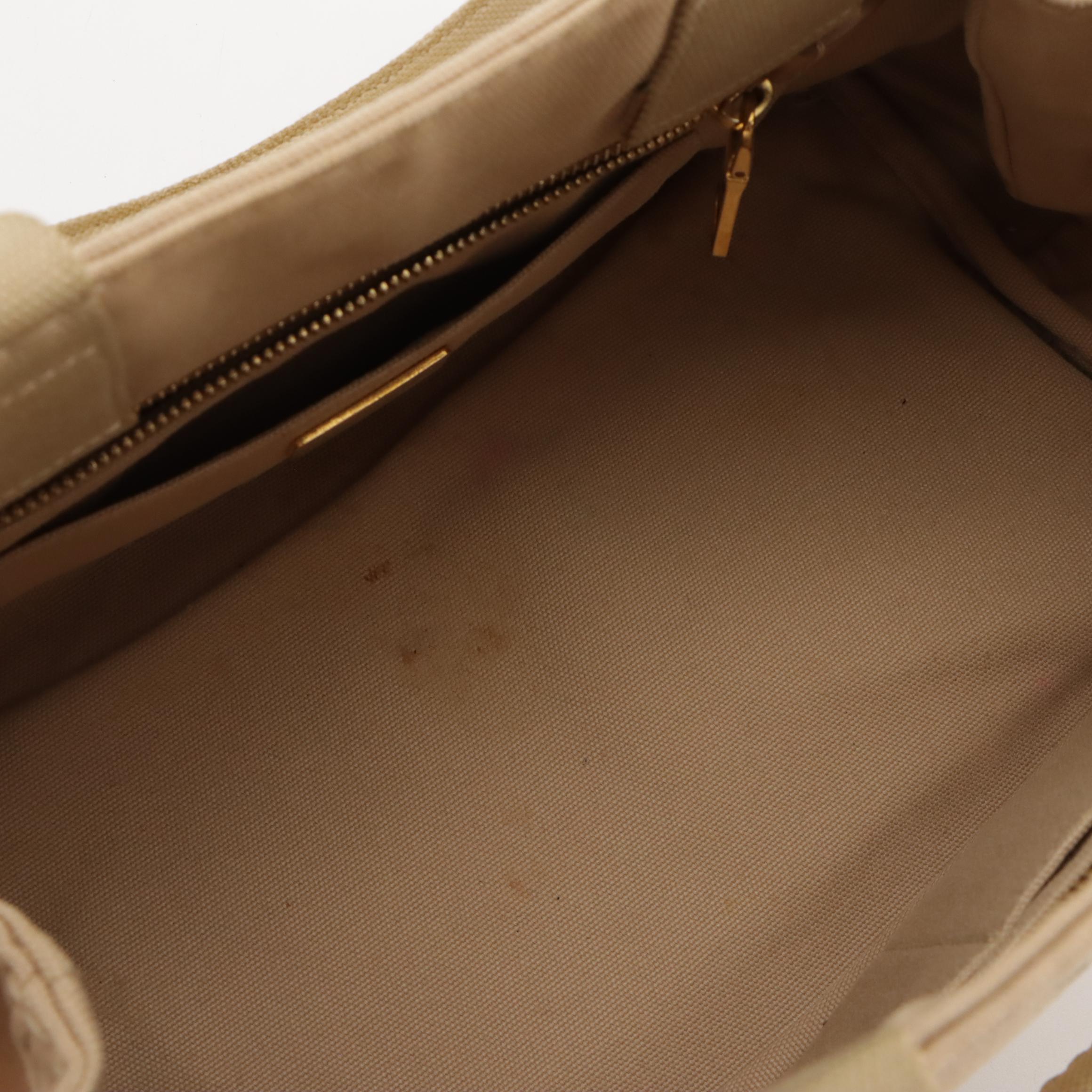 Prada Large Canapa Tote Bag in Beige Canvas