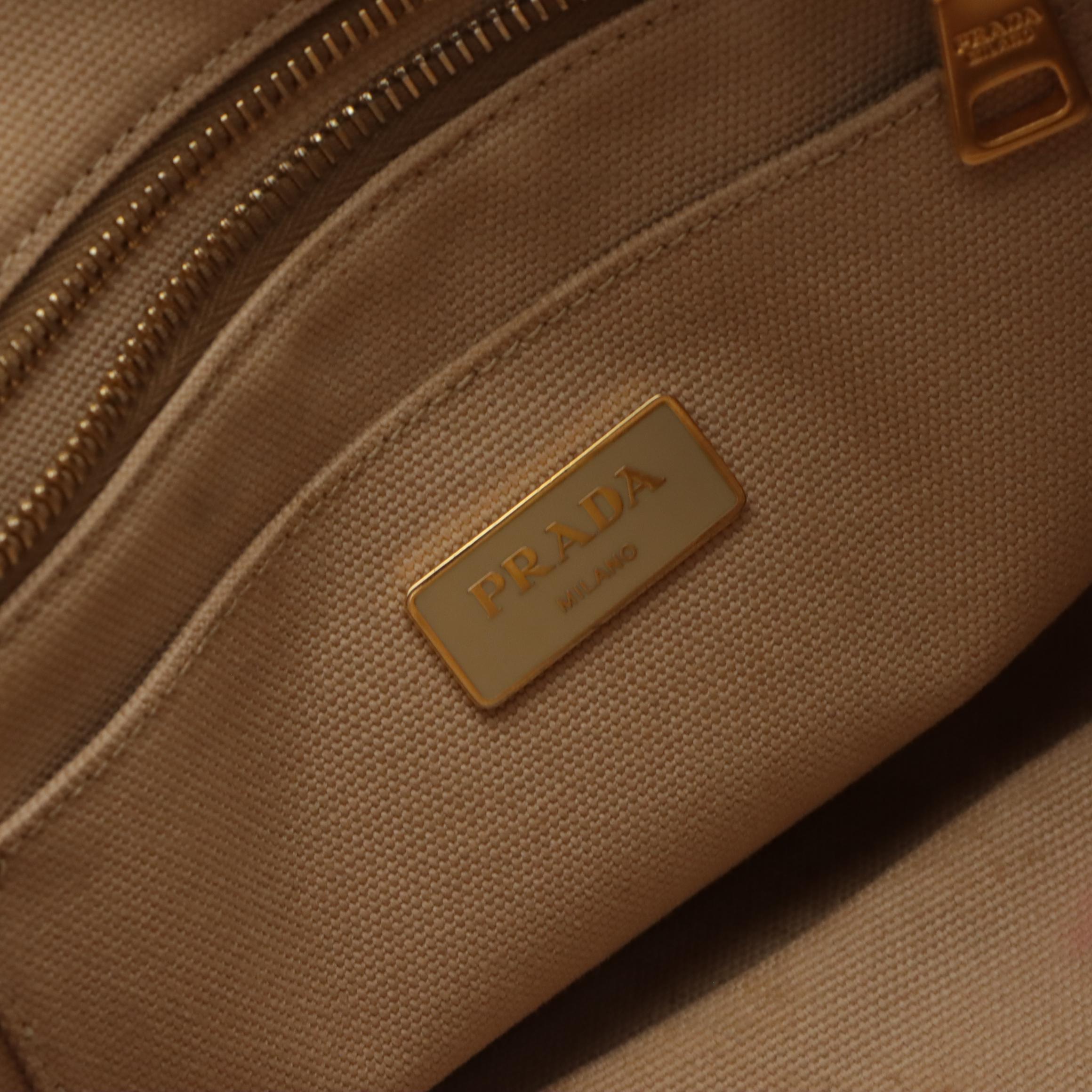 Prada Large Canapa Tote Bag in Beige Canvas