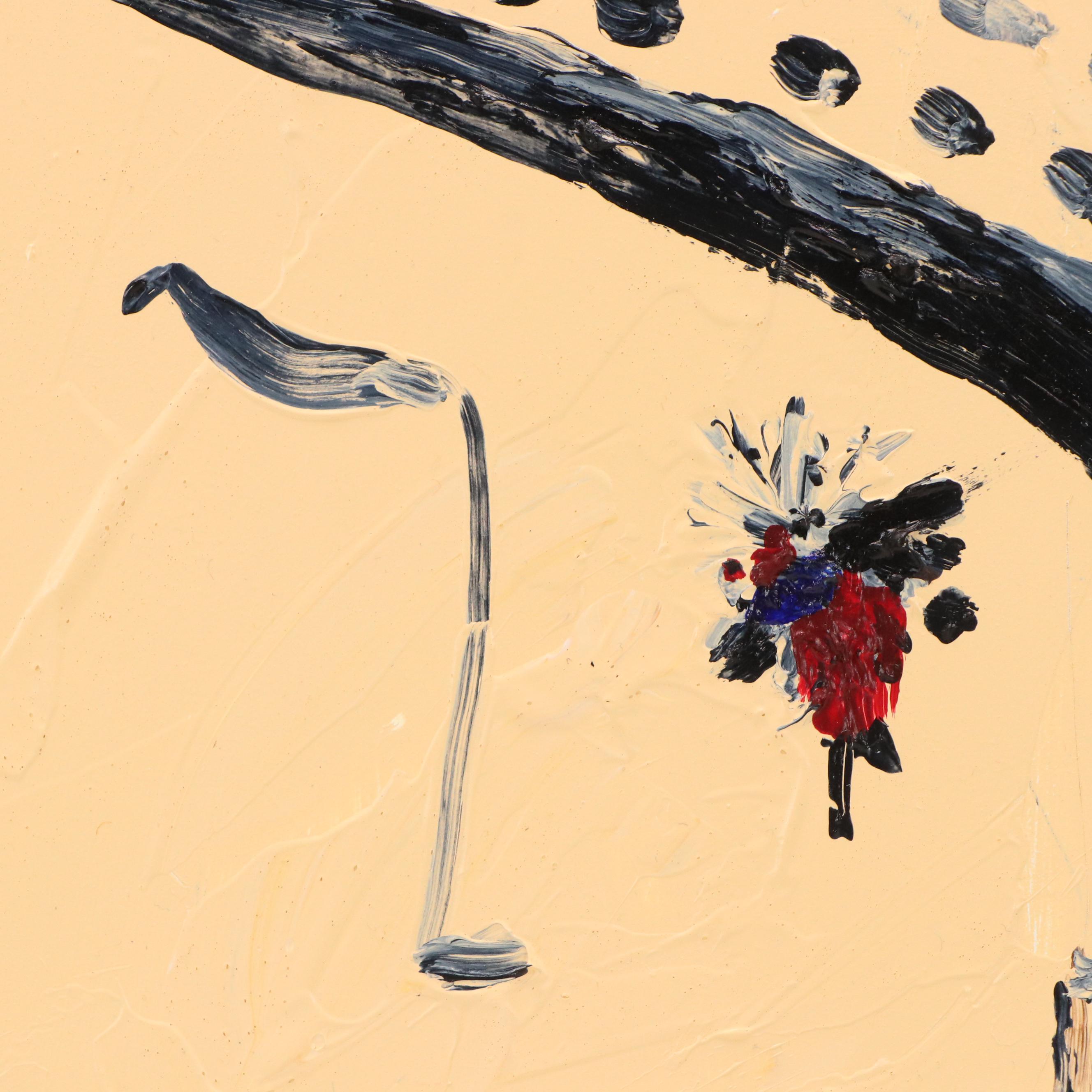 Modernist Style Oil Painting of Whimsical Figure with Hat