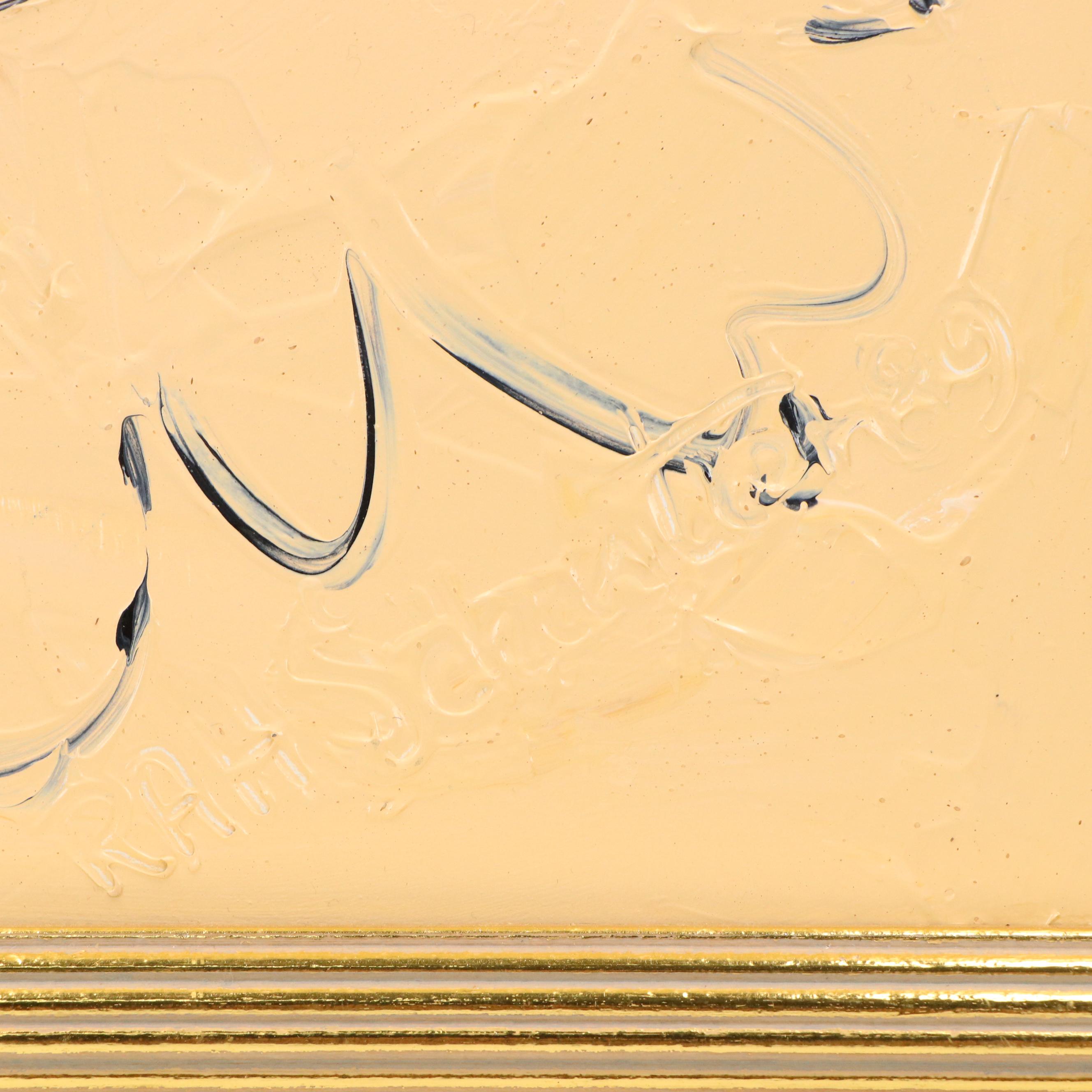 Modernist Style Oil Painting of Whimsical Figure with Hat