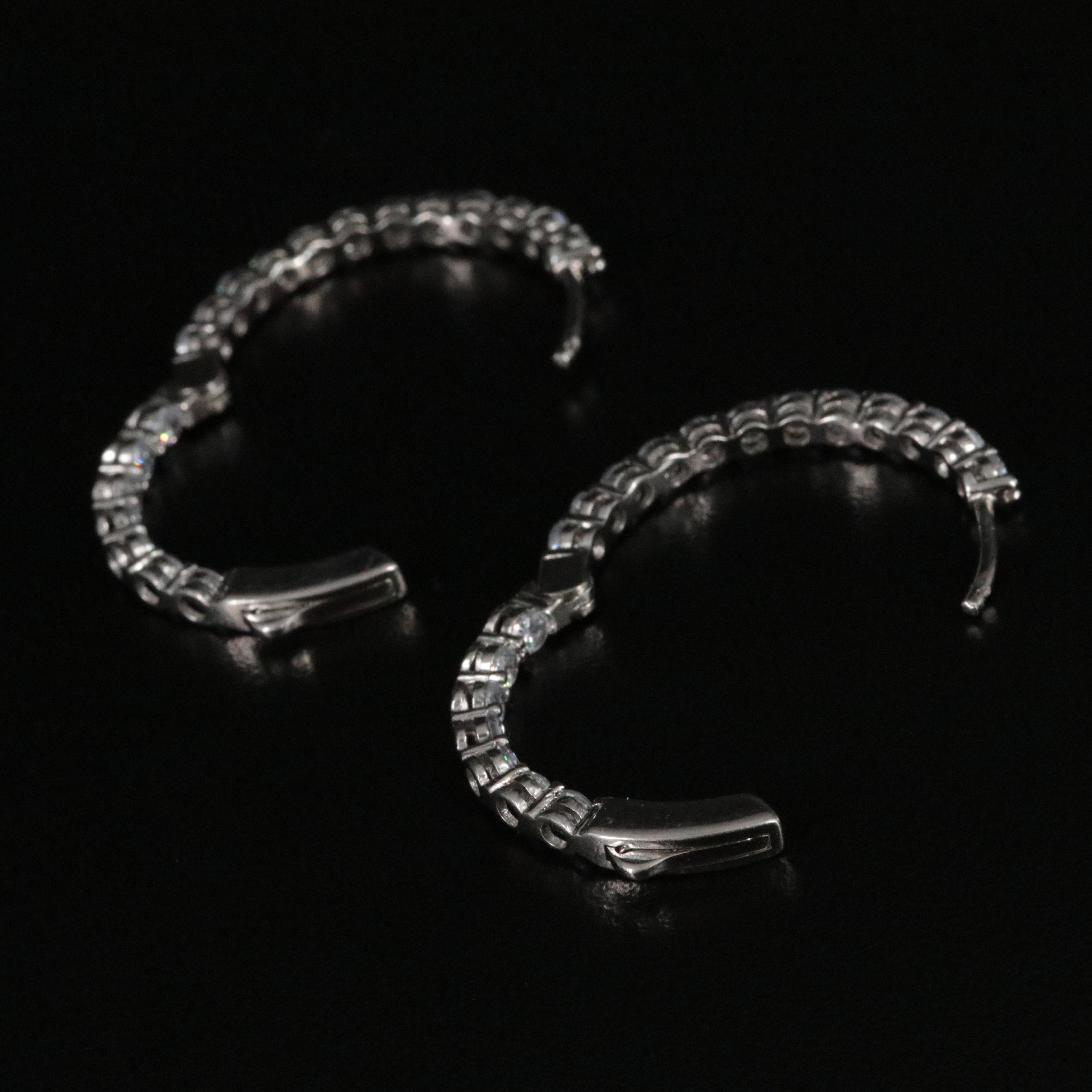 Sterling Inside Out Diamond Hoop Earrings