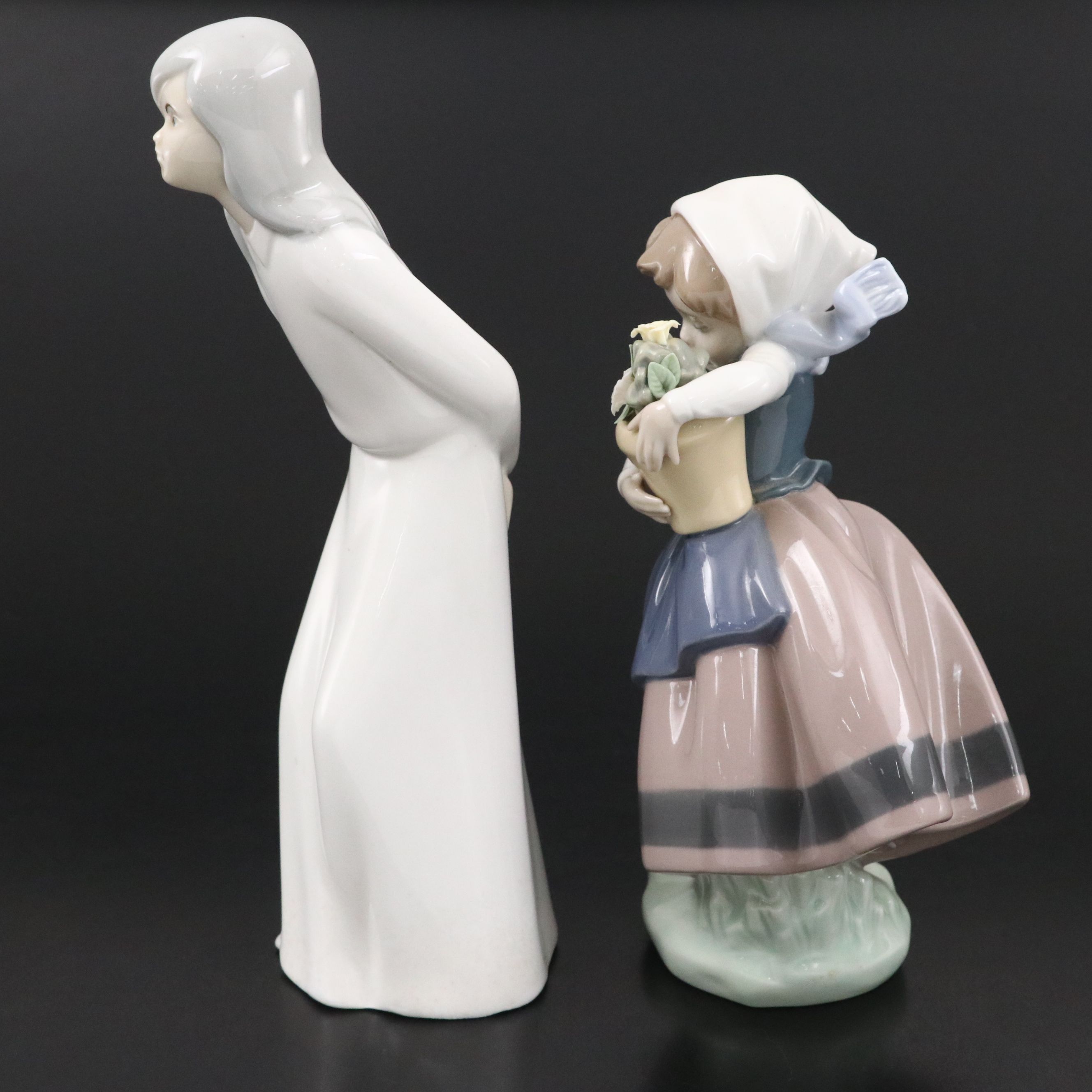 Lladró "Spring is Here" and Miquel Requena "Bowing Girl" Porcelain Figurines