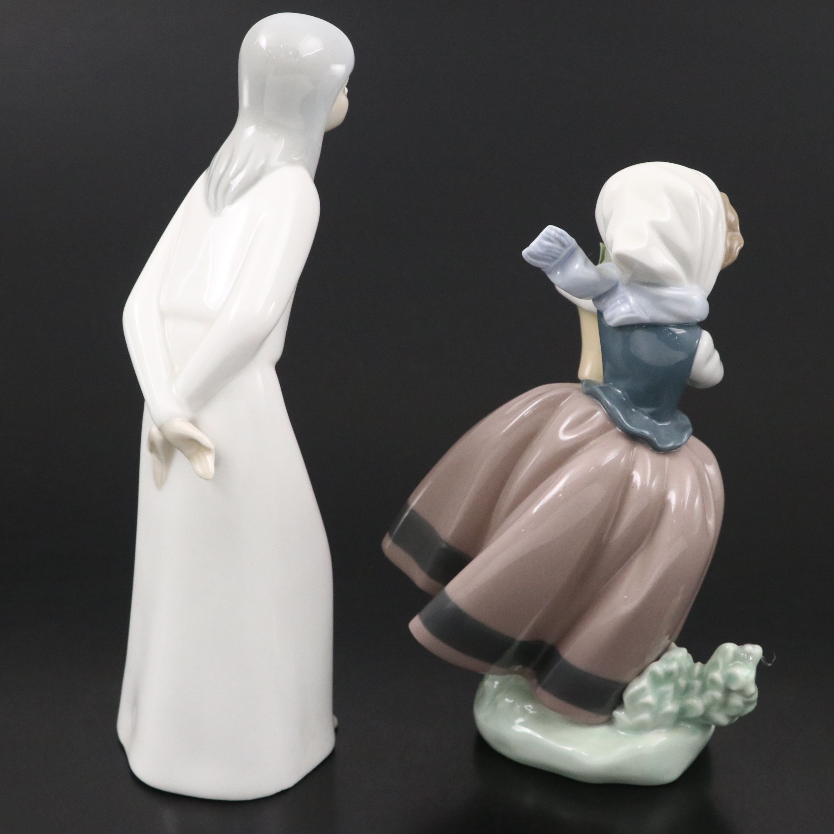 Lladró "Spring is Here" and Miquel Requena "Bowing Girl" Porcelain Figurines