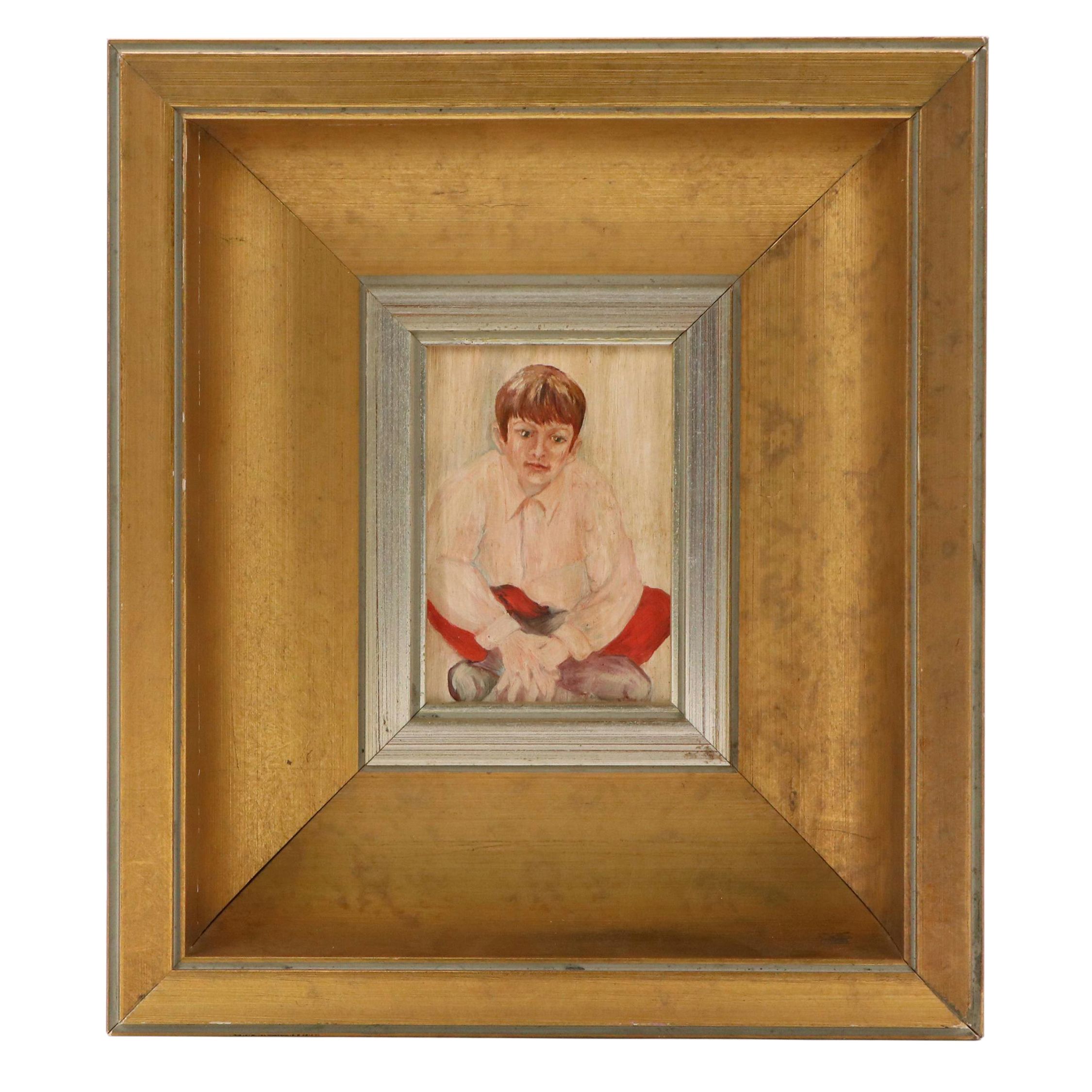 Portrait Oil Painting of Seated Boy