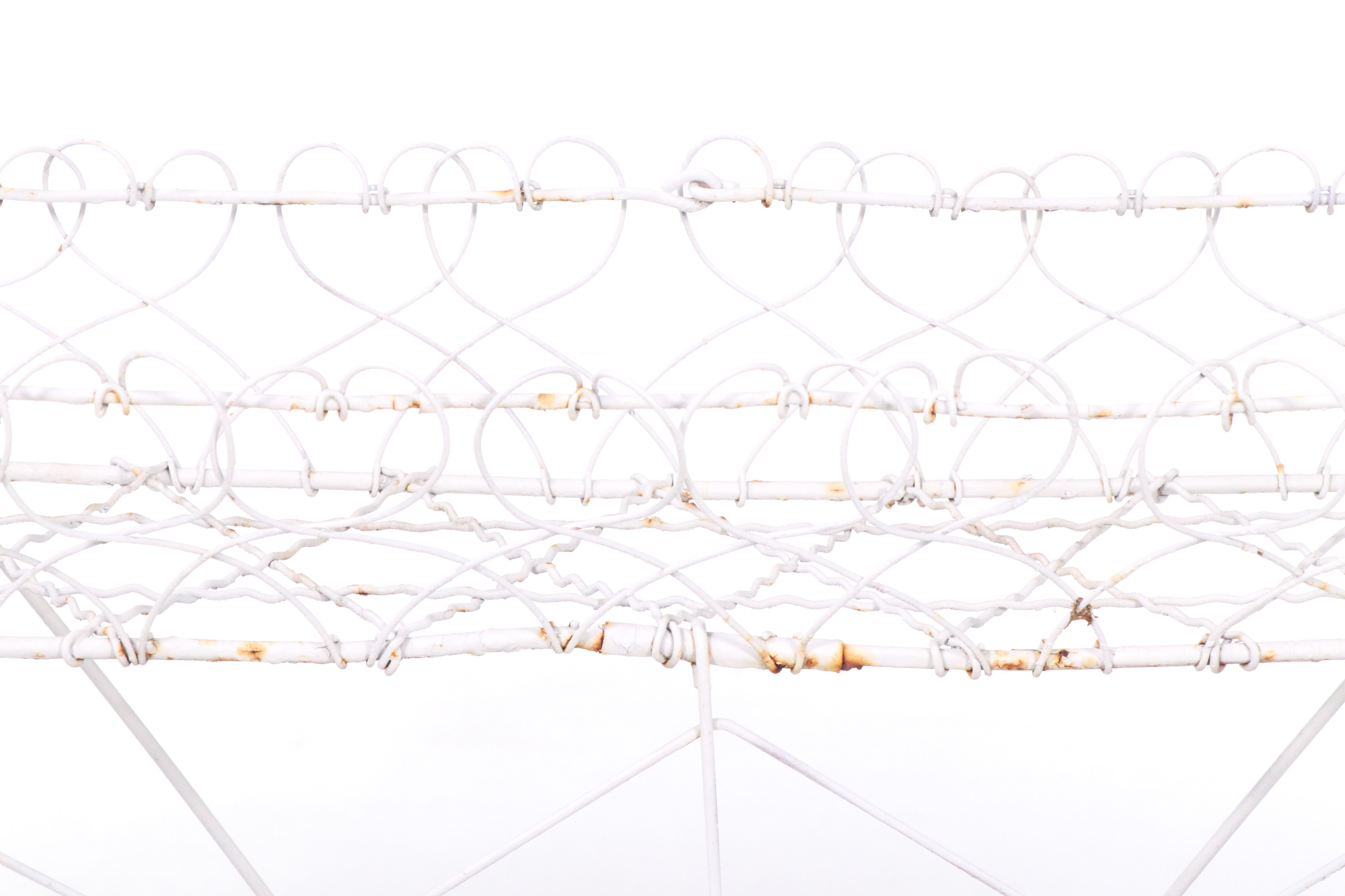 French Wire Style White-Painted Wrought Metal Plant Stand