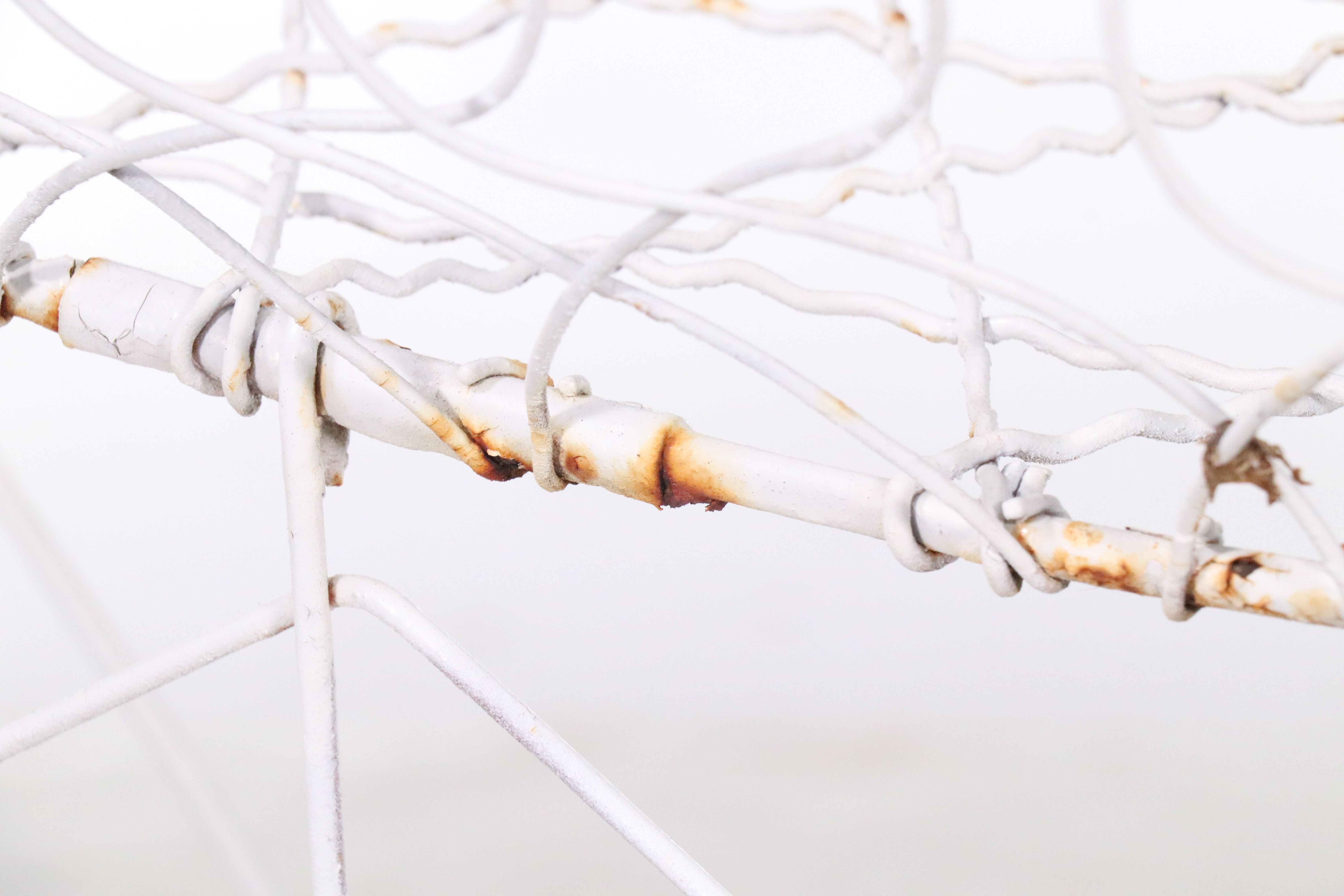 French Wire Style White-Painted Wrought Metal Plant Stand