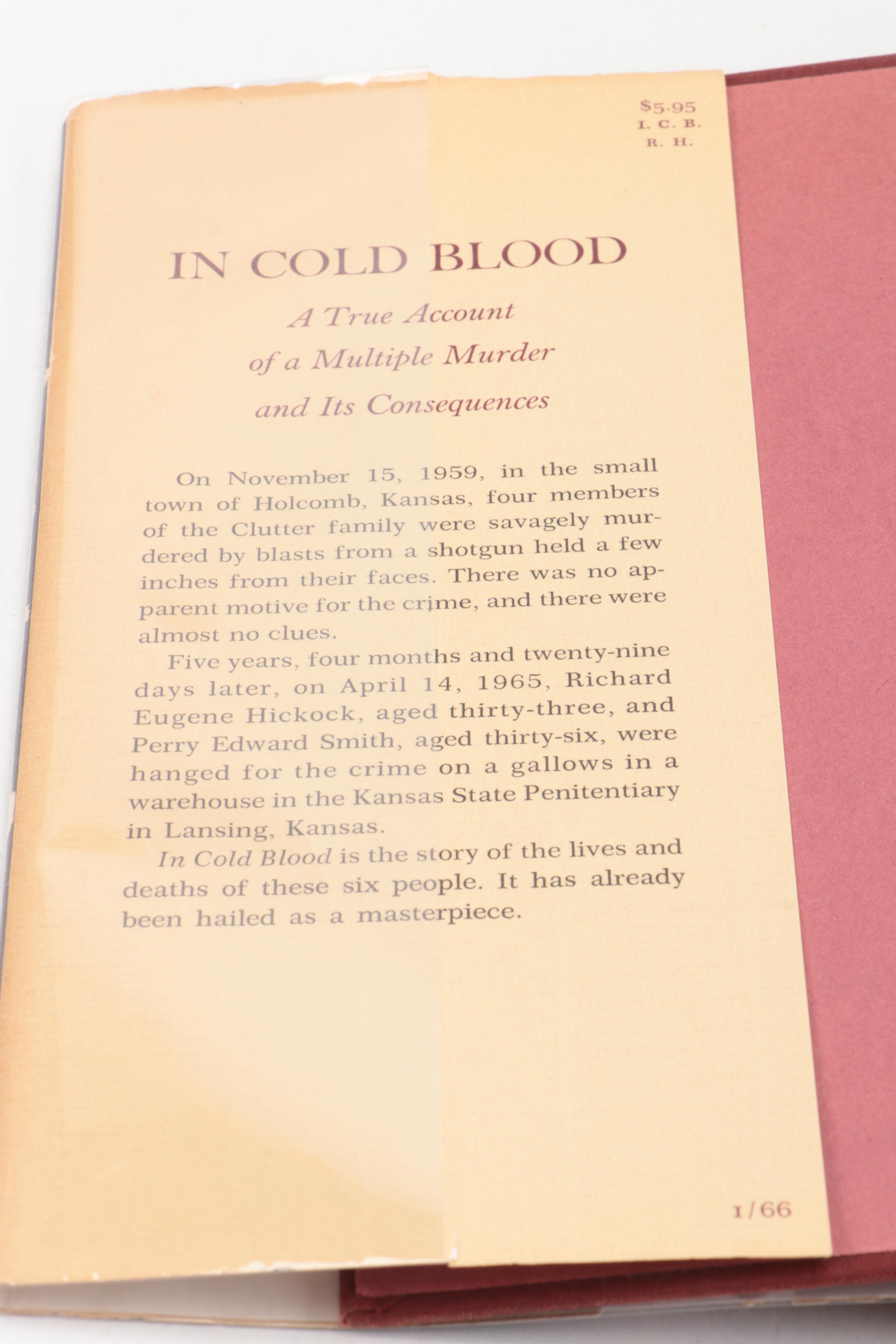 First Printing "In Cold Blood" by Truman Capote, 1966