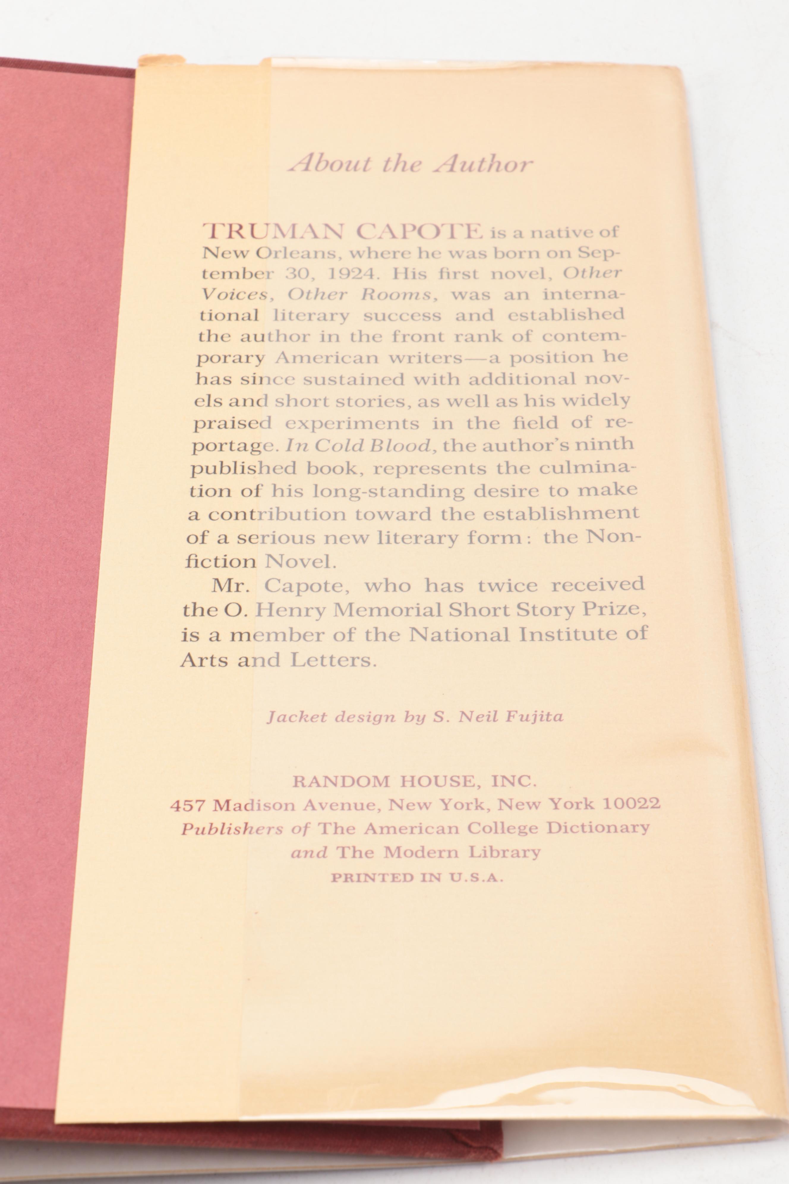 First Printing "In Cold Blood" by Truman Capote, 1966