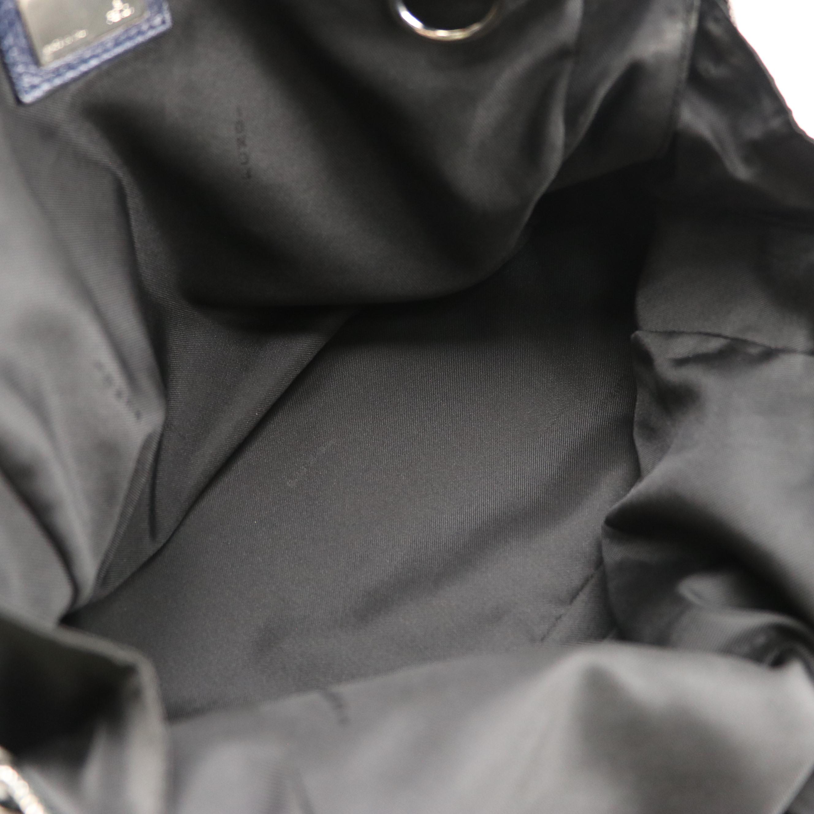 Fendi Double Zip Shoulder Bag in Navy Blue Leather