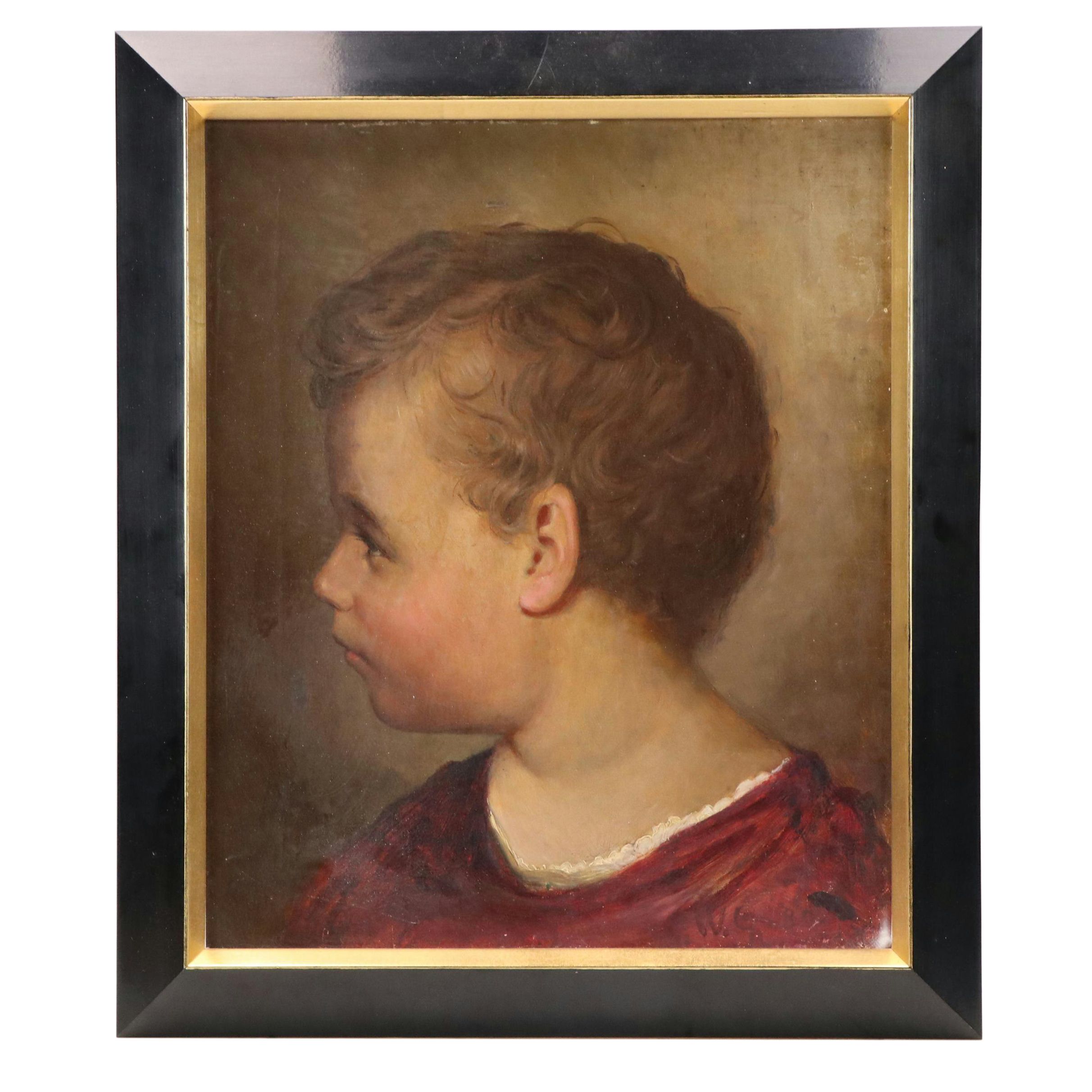 Side Profile Portrait Oil Painting of Child