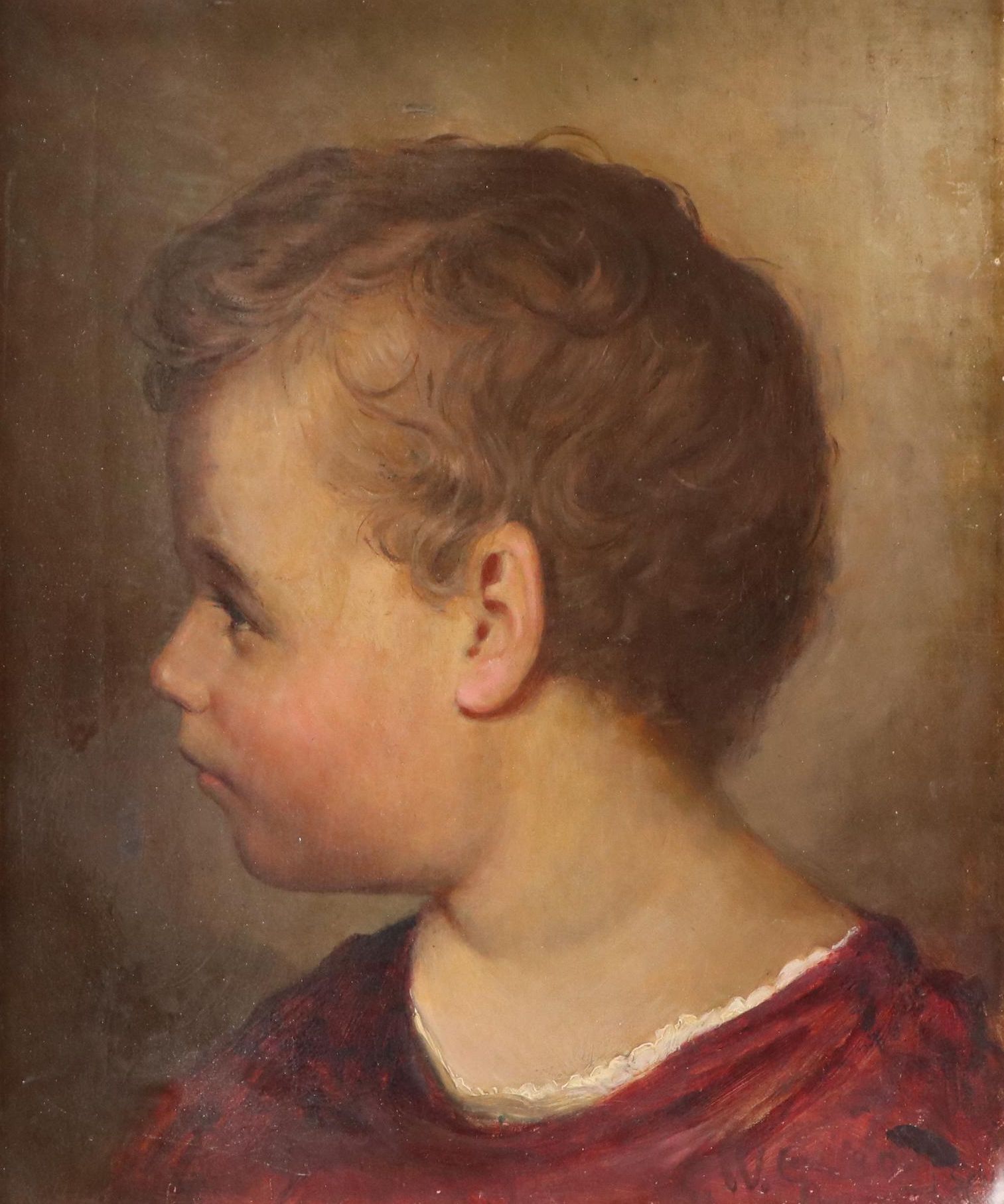 Side Profile Portrait Oil Painting of Child